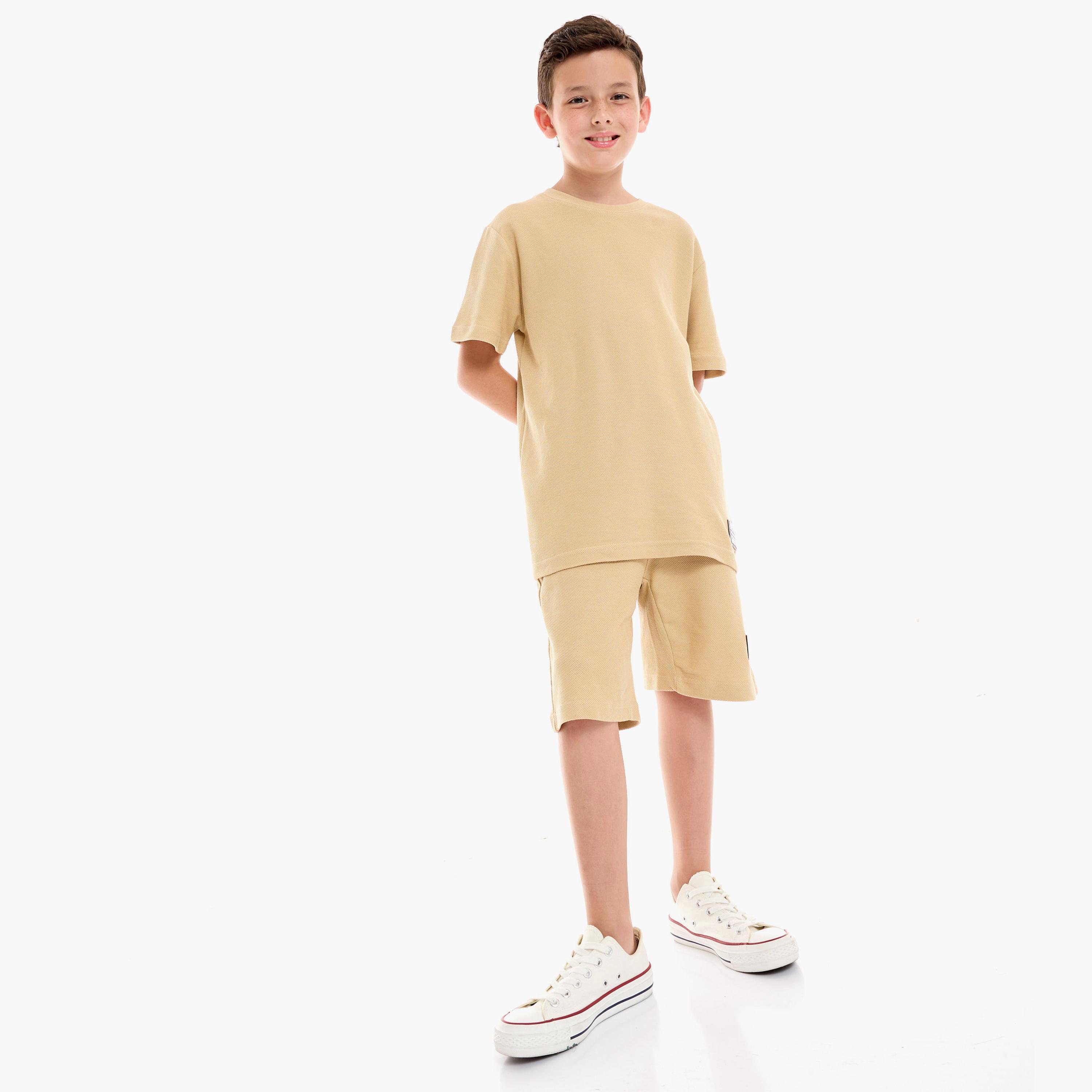 Victor and Jane Solid Short Sleeves T-Shirt with Shorts-boys-clothing-setsandcoords-image-1