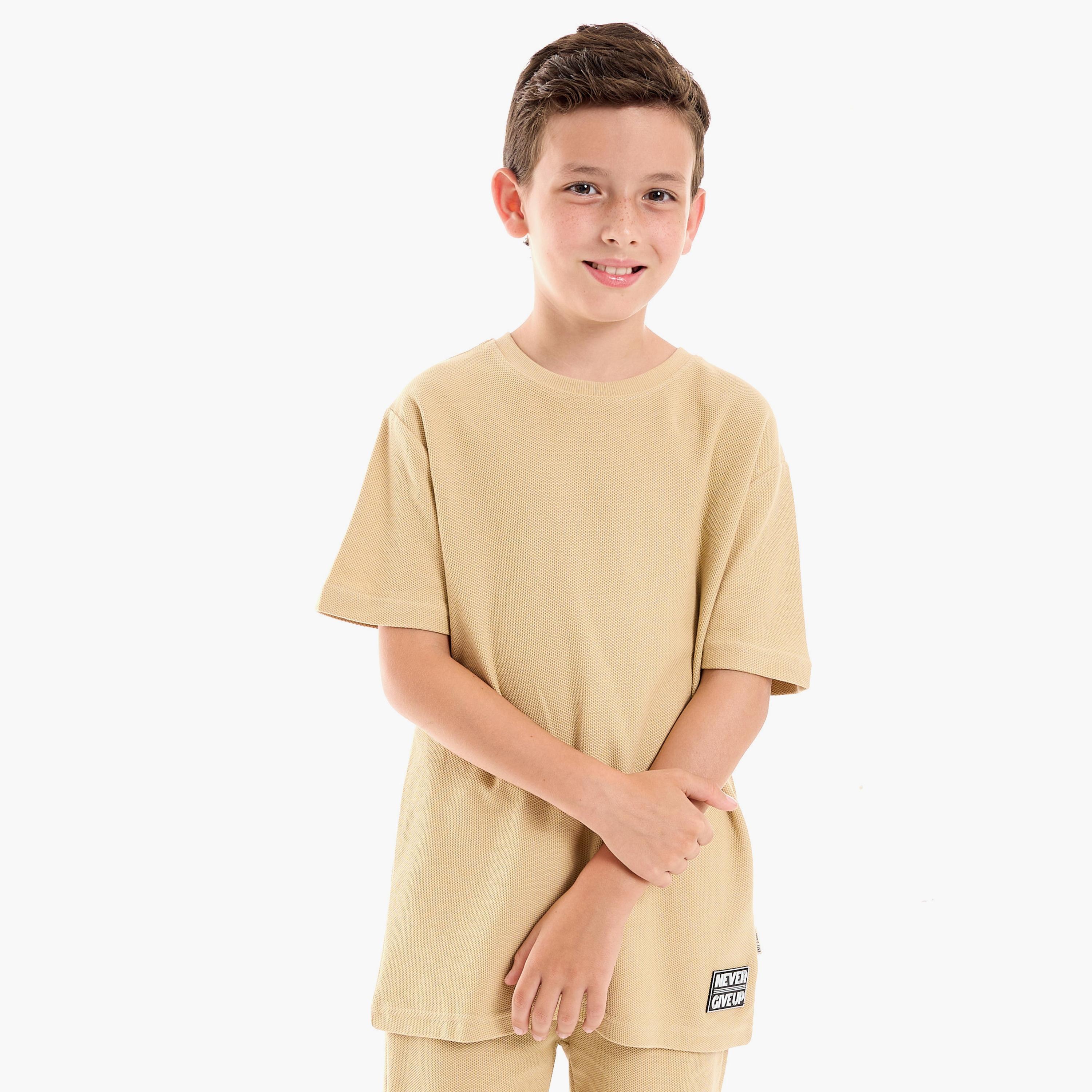 Victor and Jane Solid Short Sleeves T-Shirt with Shorts-boys-clothing-setsandcoords-image-4