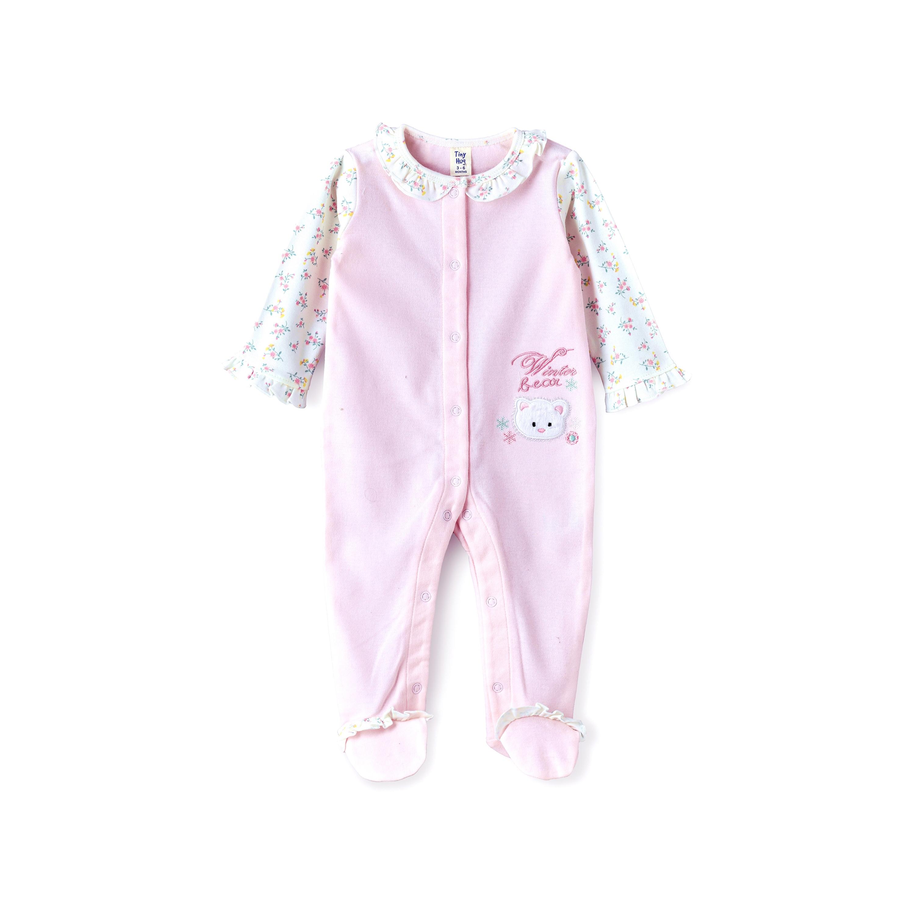 بدلة نوم بأكمام طويلة بطبعة زهور من يونيك كيدز-baby-girls-clothing-nightwear-sleepsuits-image-1
