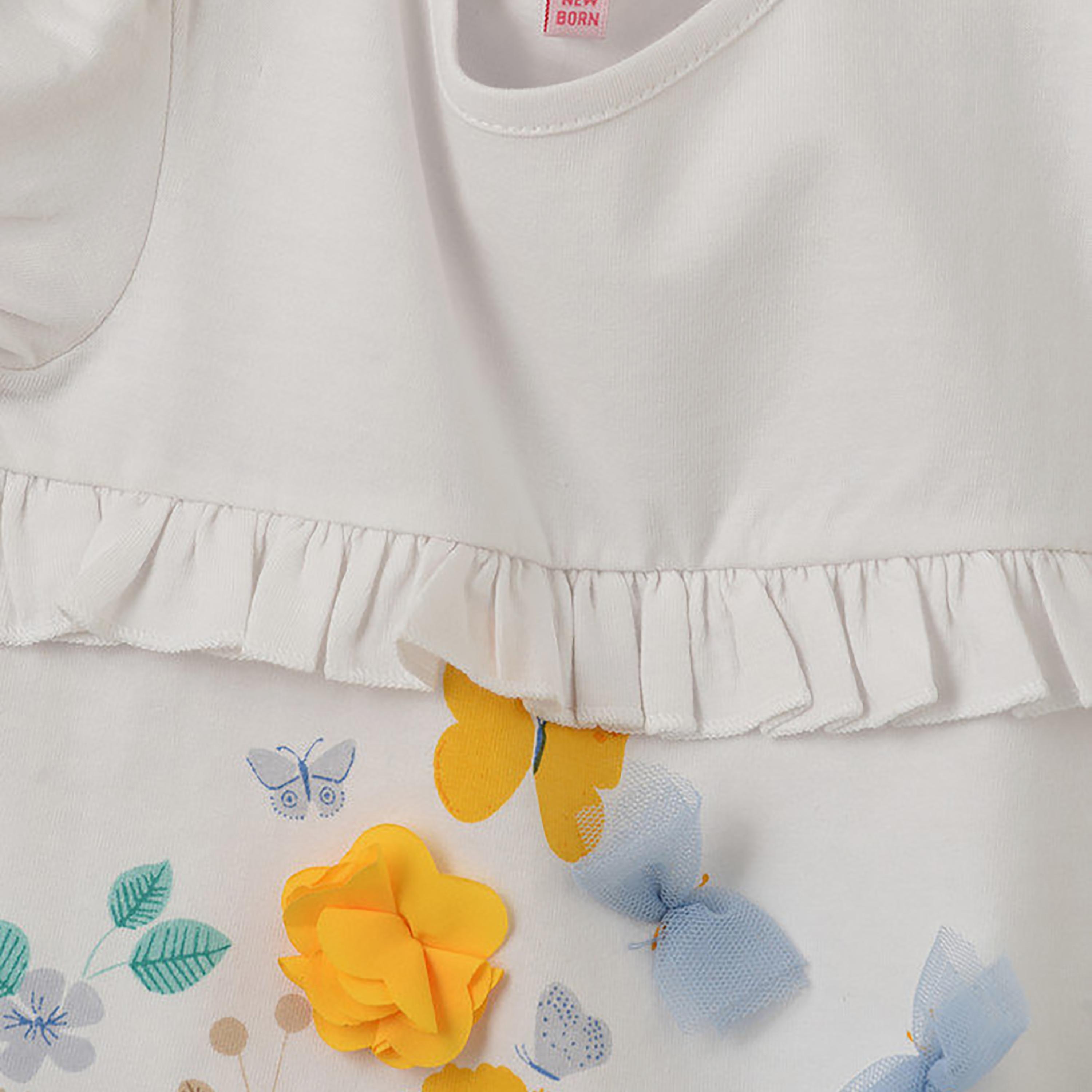 UniqKidz Cotton Short Sleeves Floral Print Top-baby-girls-clothing-tshirts-image-4