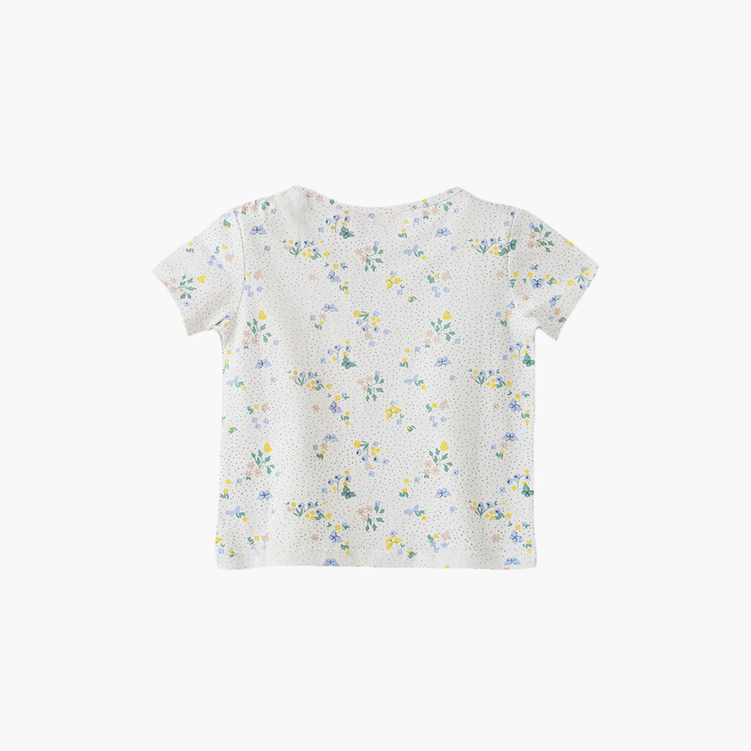 UniqKidz Cotton Short Sleeves Floral Print T-Shirt-baby-girls-clothing-tshirts-image-2
