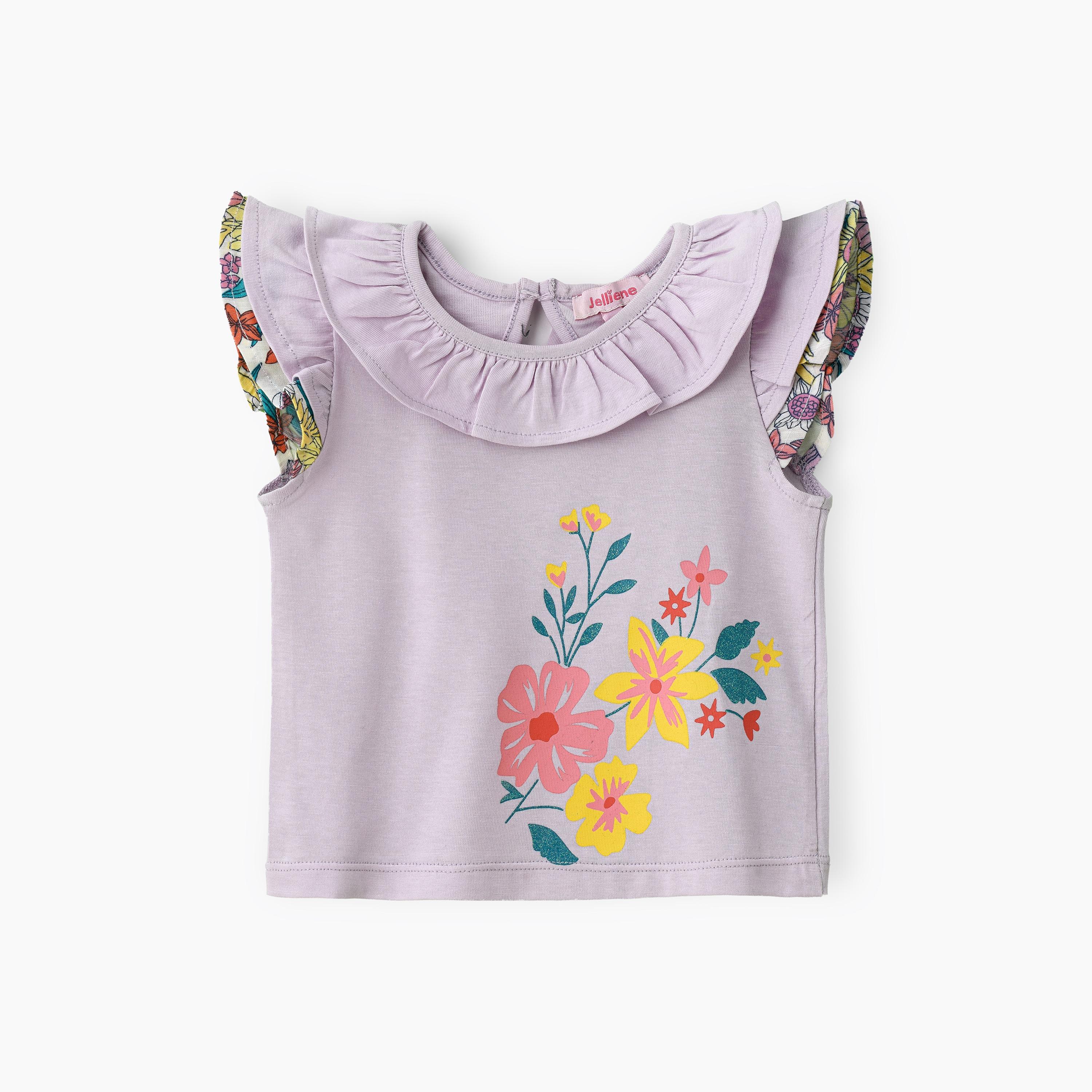 UniqKidz Floral Printed Sleeveless T-Shirt-baby-girls-clothing-tshirts-image-1