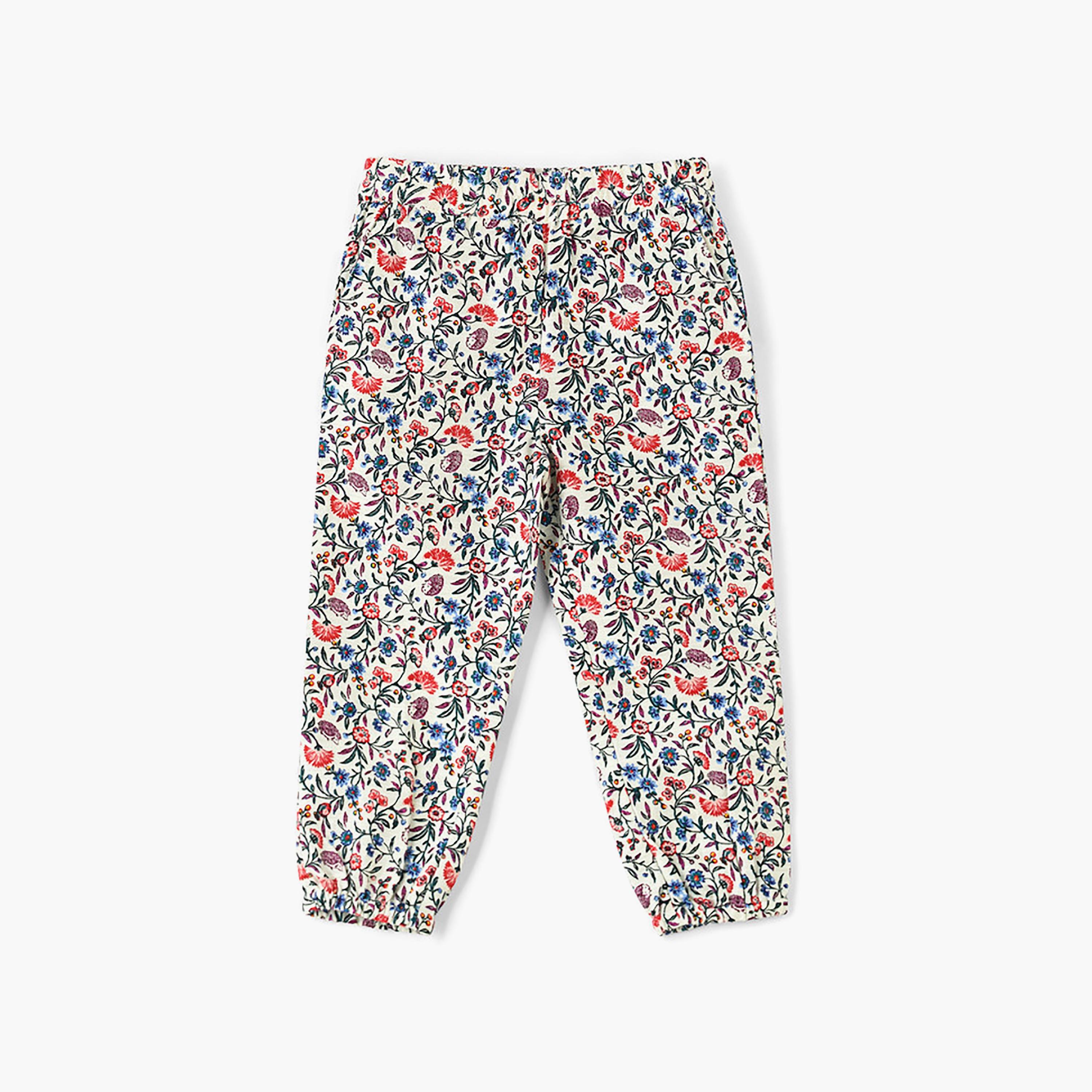 UniqKidz Floral Joggers with Mock Pockets-girls-clothing-bottoms-joggersandtrackpants-image-1