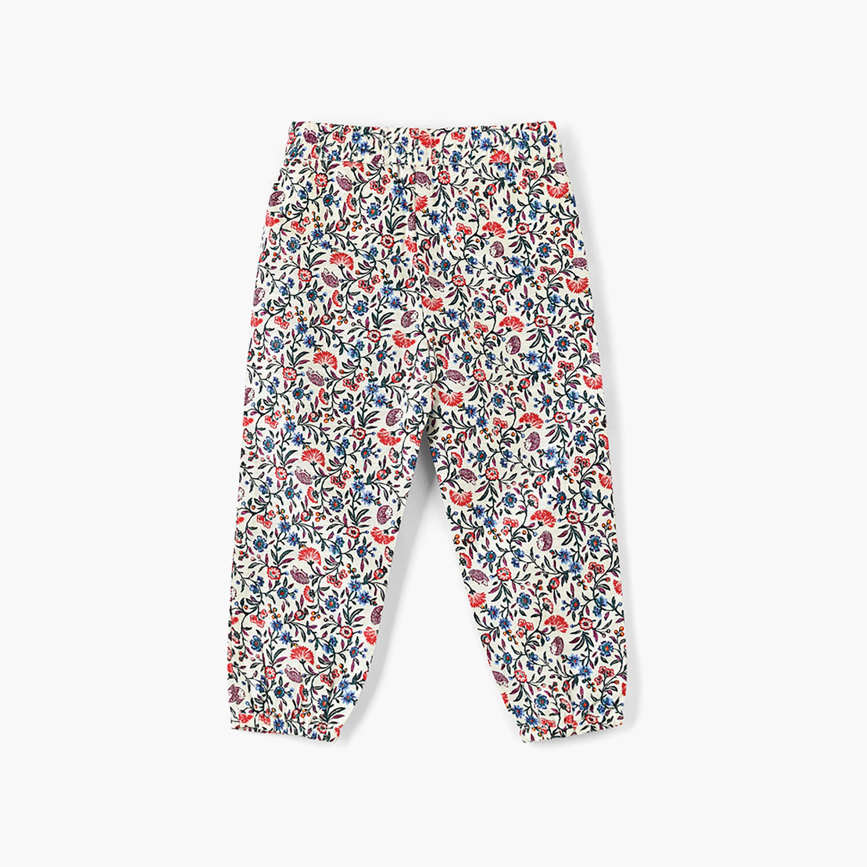 UniqKidz Floral Joggers with Mock Pockets-girls-clothing-bottoms-joggersandtrackpants-image-2