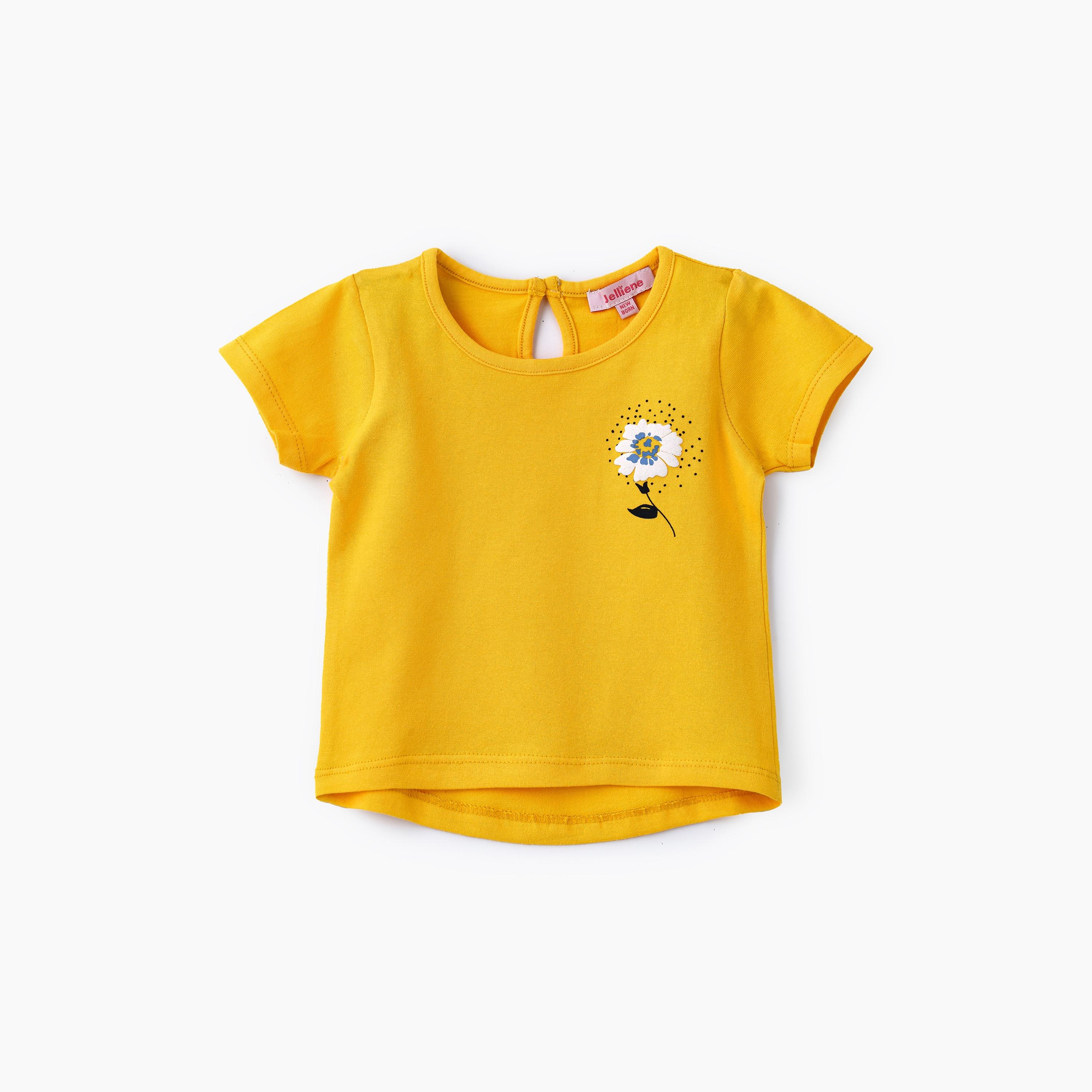 UniqKidz Floral Printed Short Sleeves T-Shirt-baby-girls-clothing-tshirts-image-1