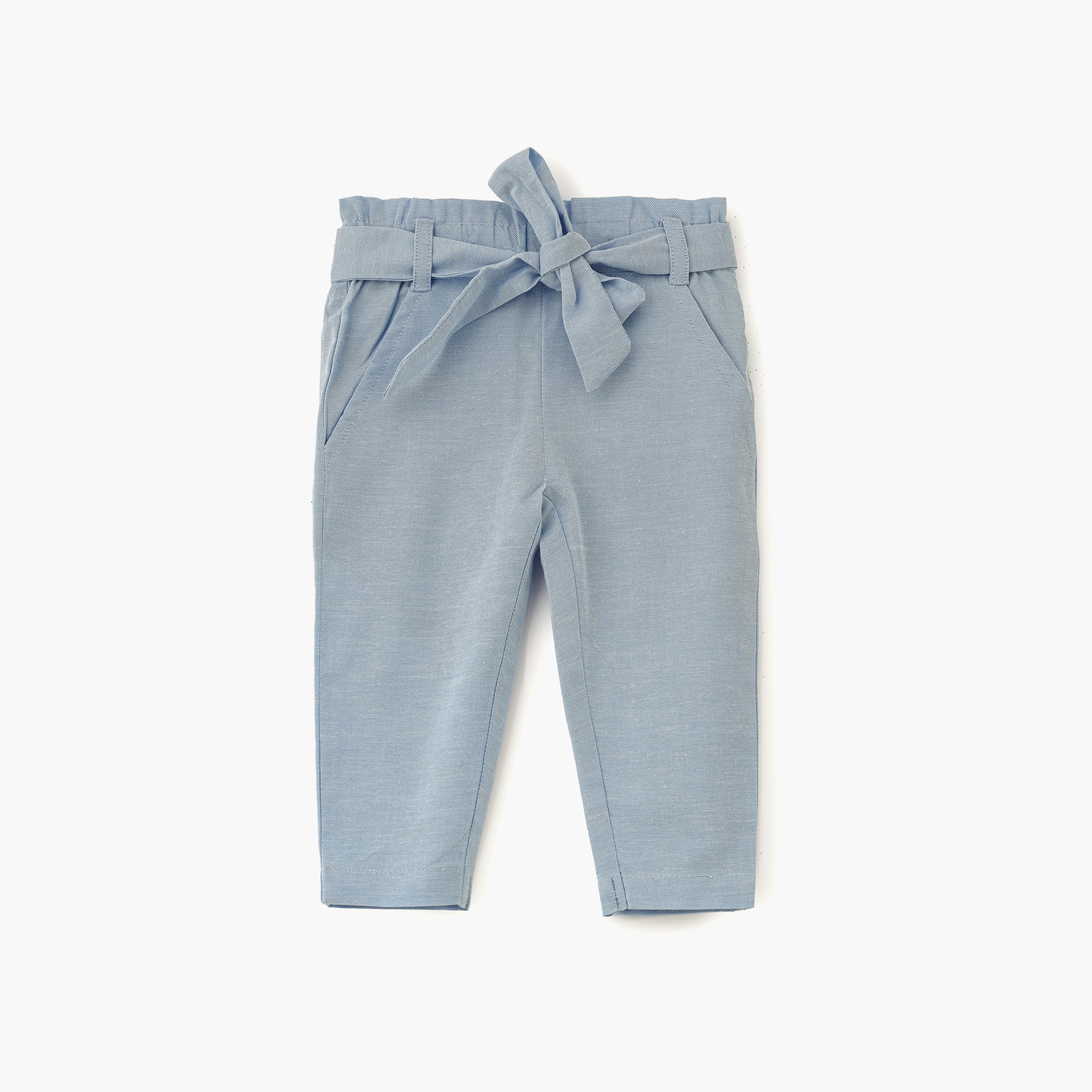 UniqKidz Solid Elasticated Pants with Belt-baby-girls-clothing-bottoms-trousers-image-1