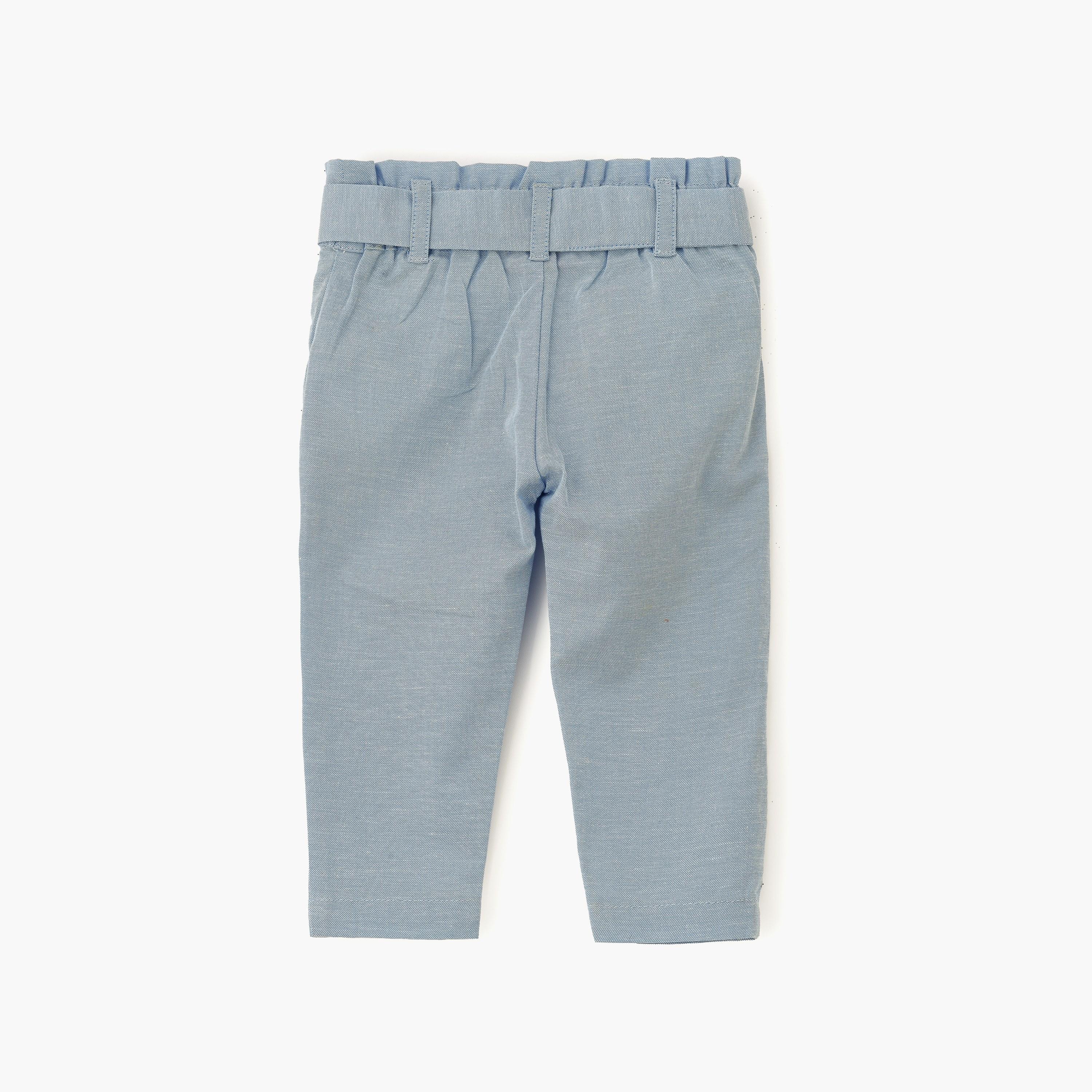 UniqKidz Solid Elasticated Pants with Belt-baby-girls-clothing-bottoms-trousers-image-2