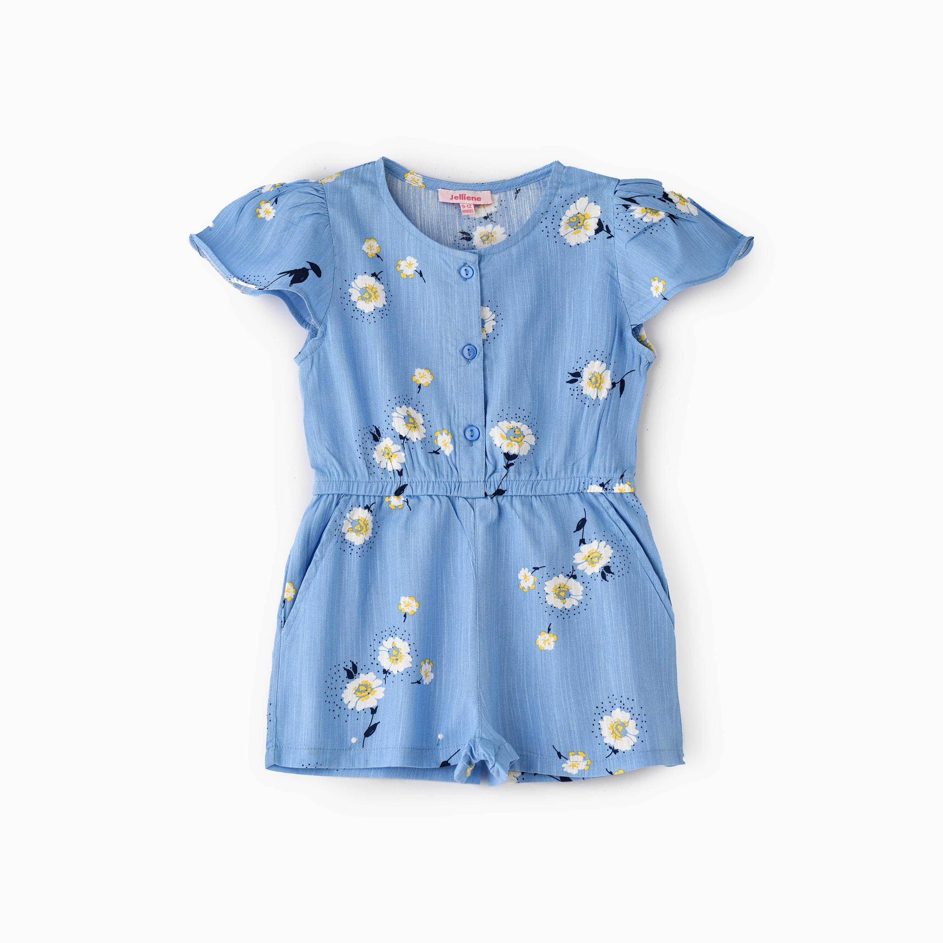 بدلة لعب بأكمام قصيرة وطبعة زهور من يونيكيدز-baby-girls-clothing-rompers-image-4