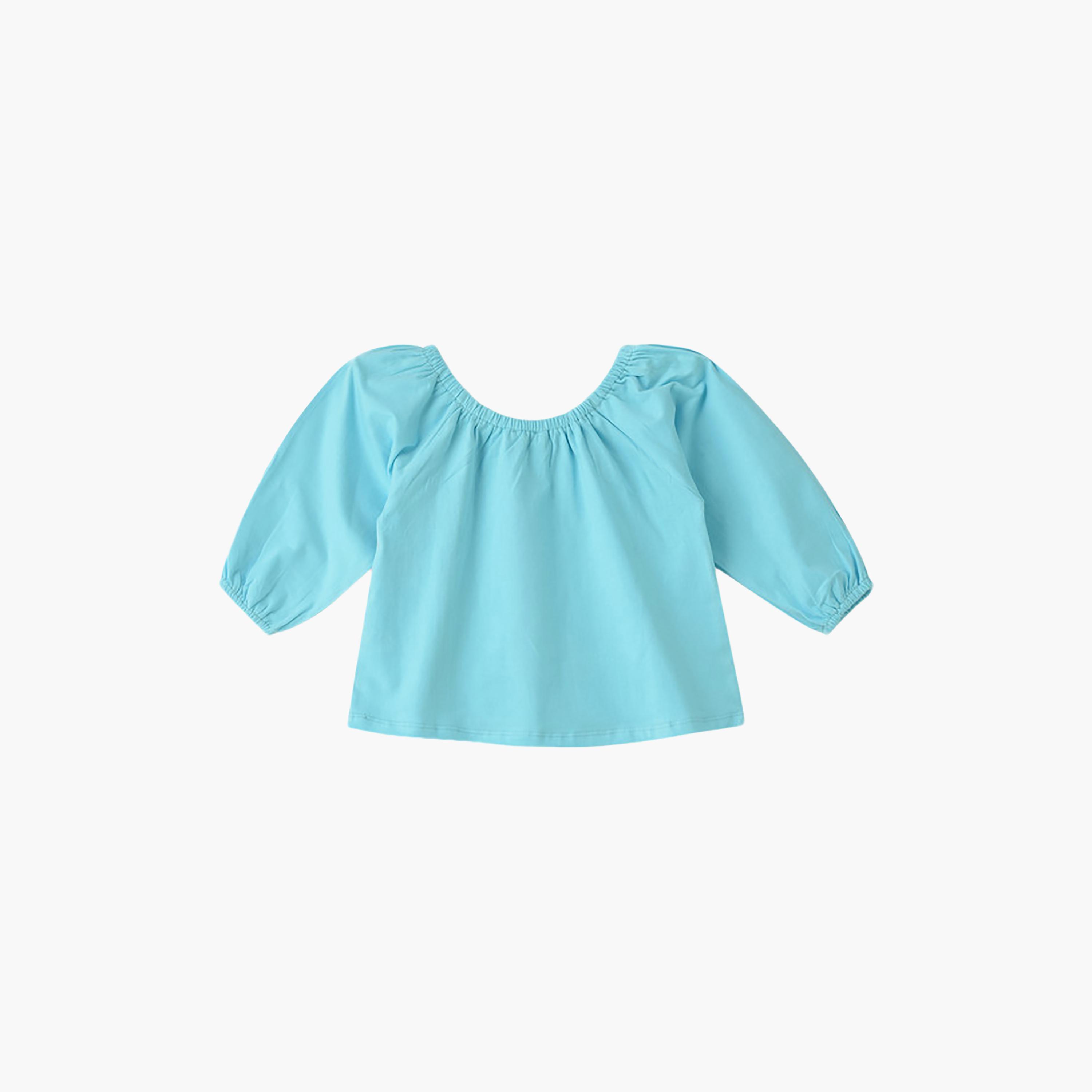 بلوزة قطن قصيرة (كروب توب) بأكمام طويلة بنقشة زهور من يونيكيدز-girls-clothing-blousesandshirts-image-2