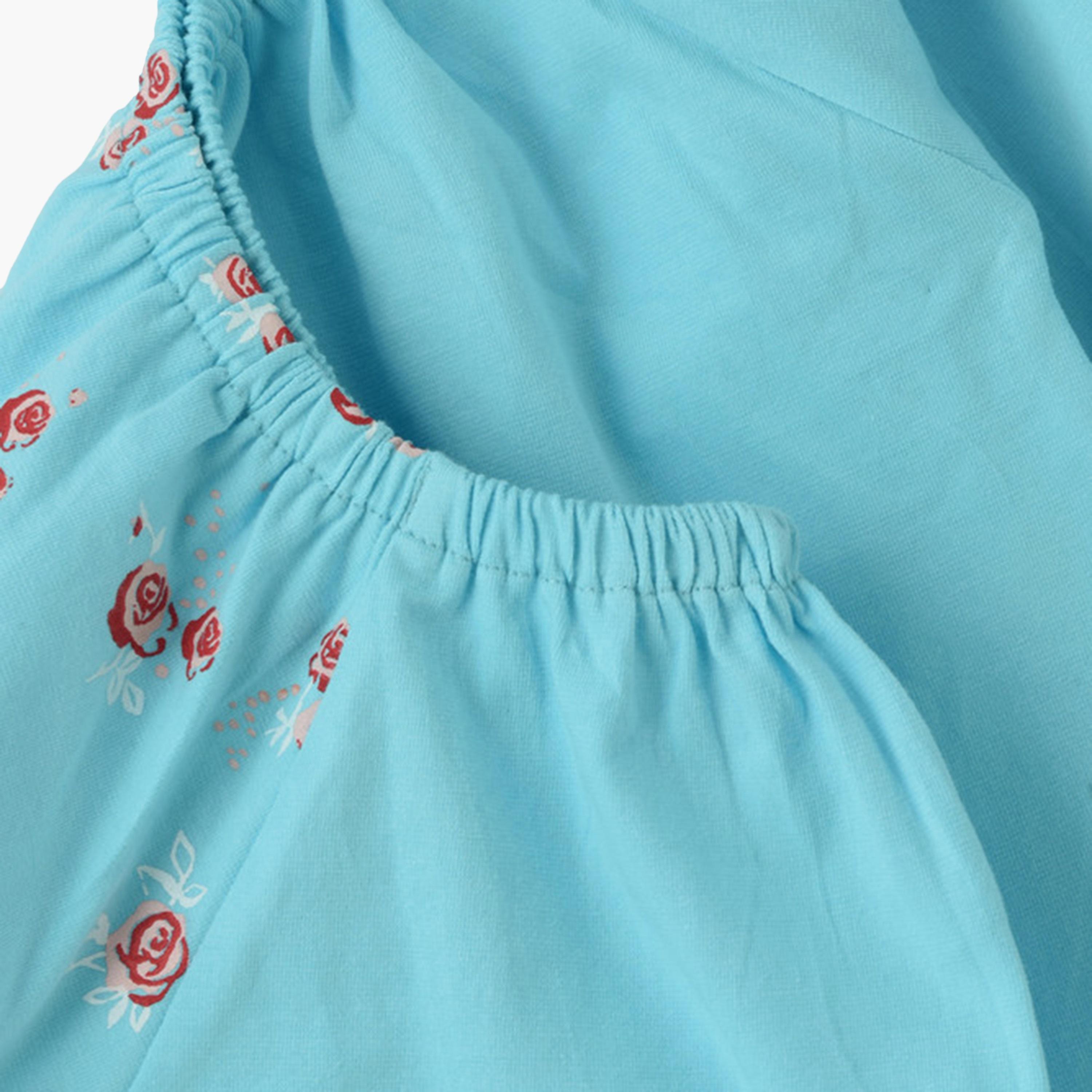 بلوزة قطن قصيرة (كروب توب) بأكمام طويلة بنقشة زهور من يونيكيدز-girls-clothing-blousesandshirts-image-4