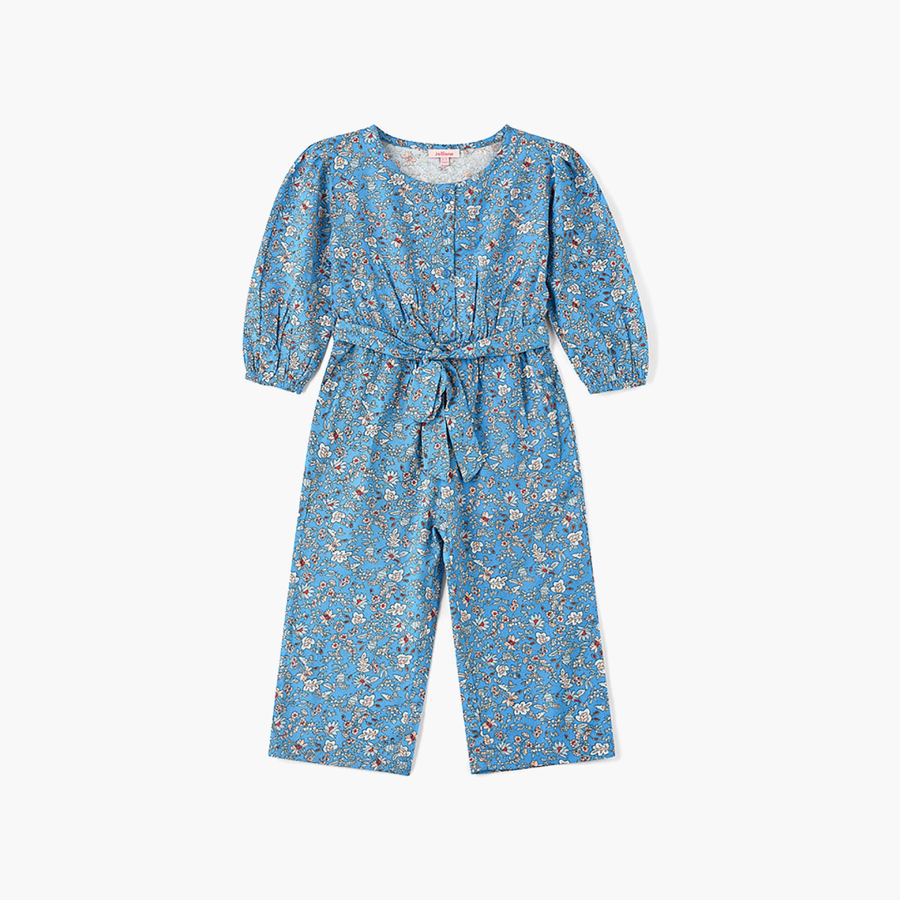 UniqKidz Long Sleeves Floral Cotton Jumpsuit-girls-clothing-dressesandjumpsuits-image-1