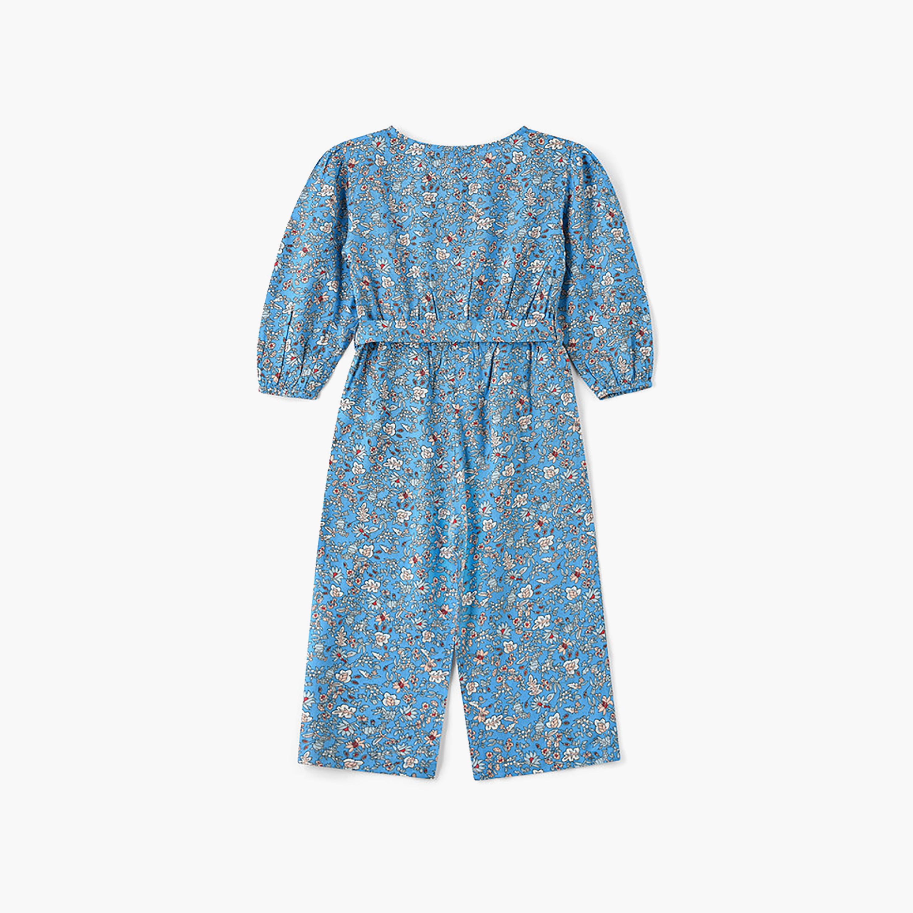 UniqKidz Long Sleeves Floral Cotton Jumpsuit-girls-clothing-dressesandjumpsuits-image-2