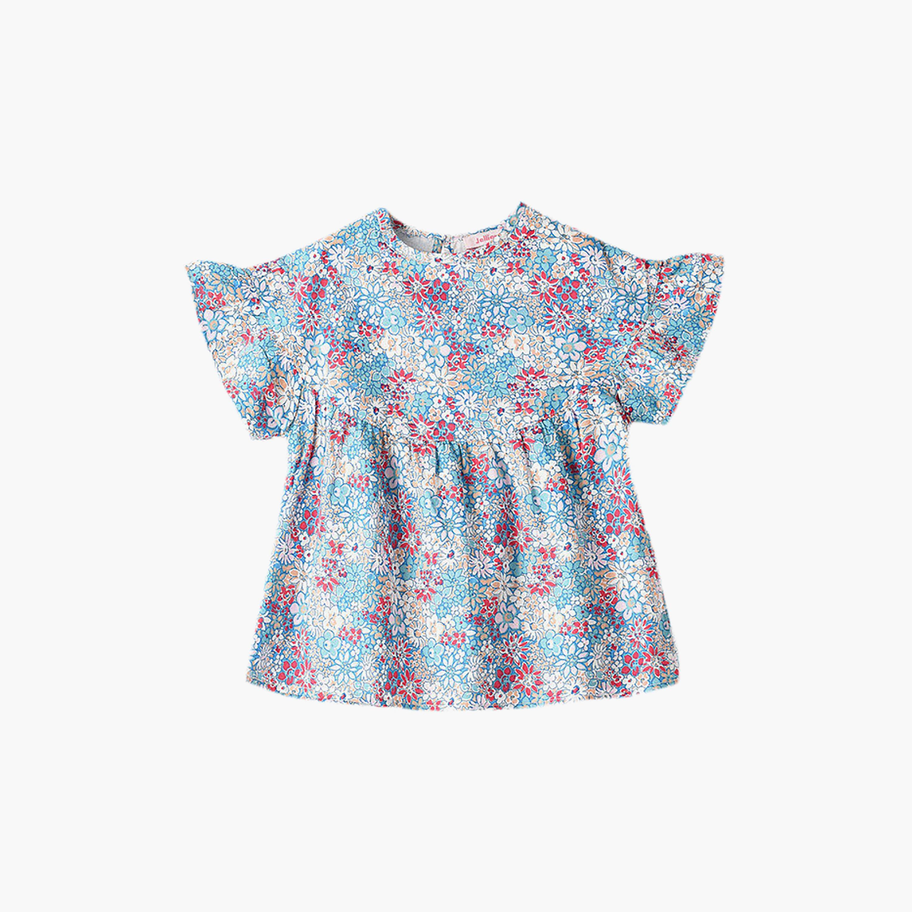 UniqKidz Cotton Short Sleeves Floral Top-girls-clothing-blousesandshirts-image-1