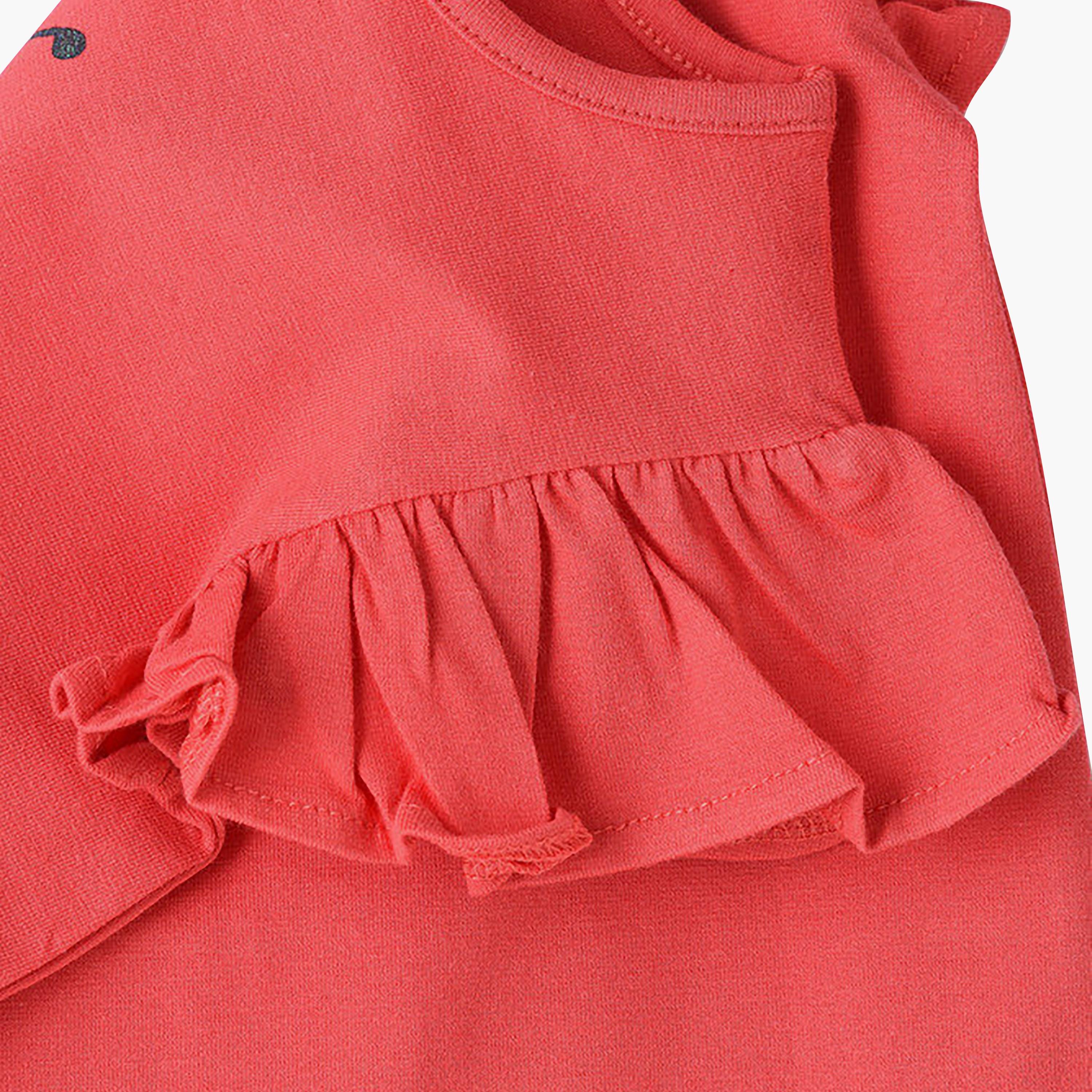 UniqKidz Cotton Ruffle Sleeves Insect Embroidered T-Shirt-girls-clothing-tshirts-image-3