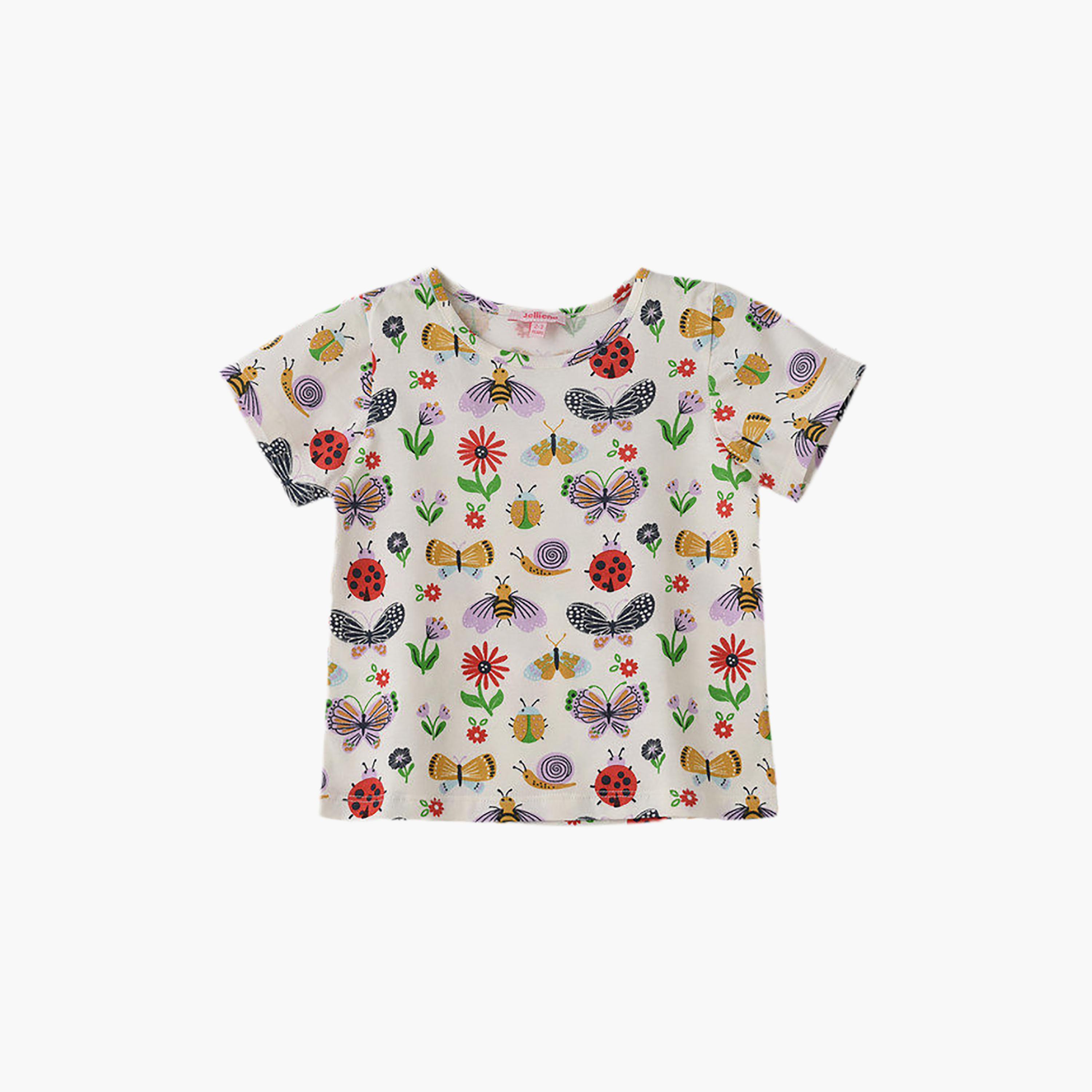 UniqKidz Cotton Short Sleeves Butterfly Printed T- Shirt-girls-clothing-tshirts-image-1