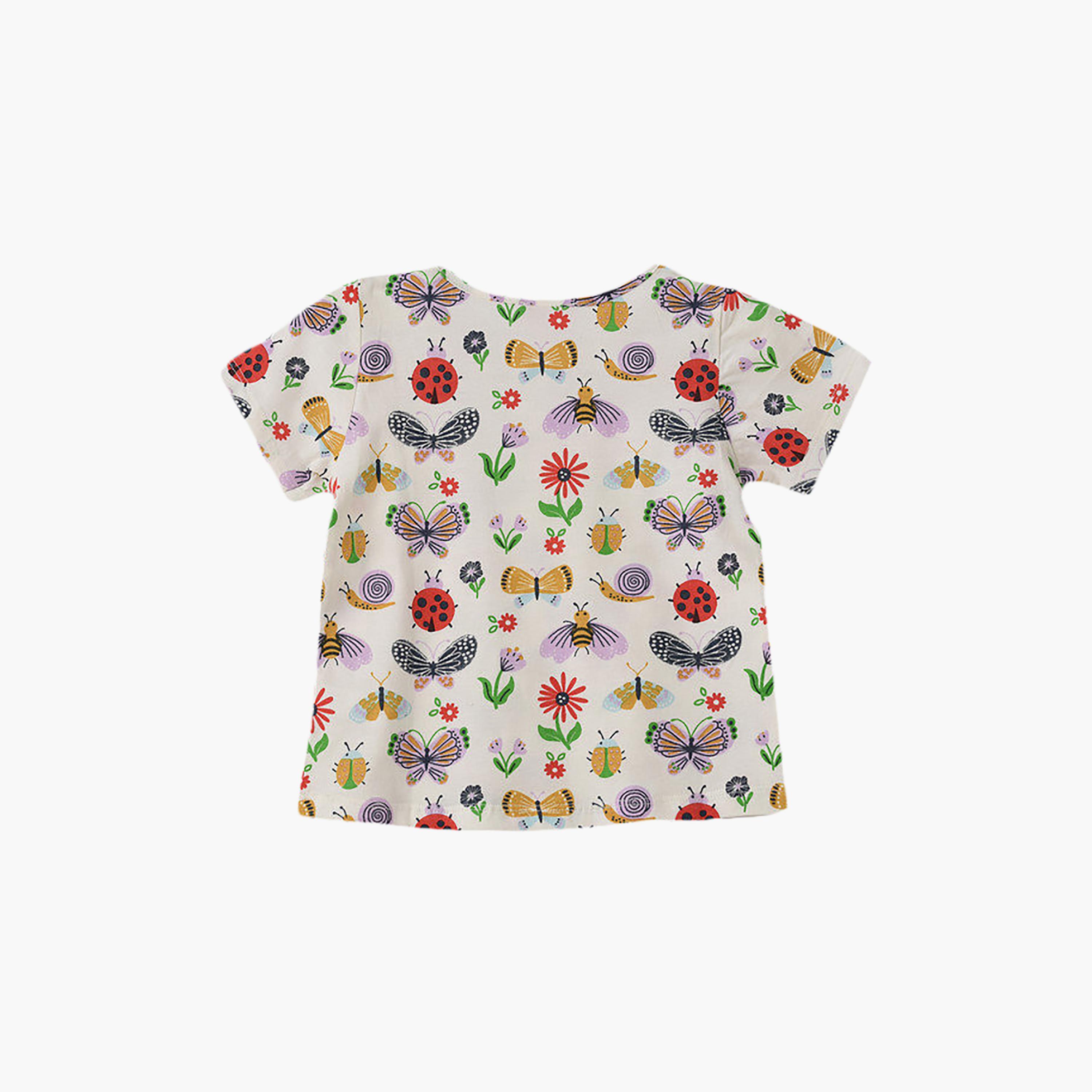 UniqKidz Cotton Short Sleeves Butterfly Printed T- Shirt-girls-clothing-tshirts-image-2