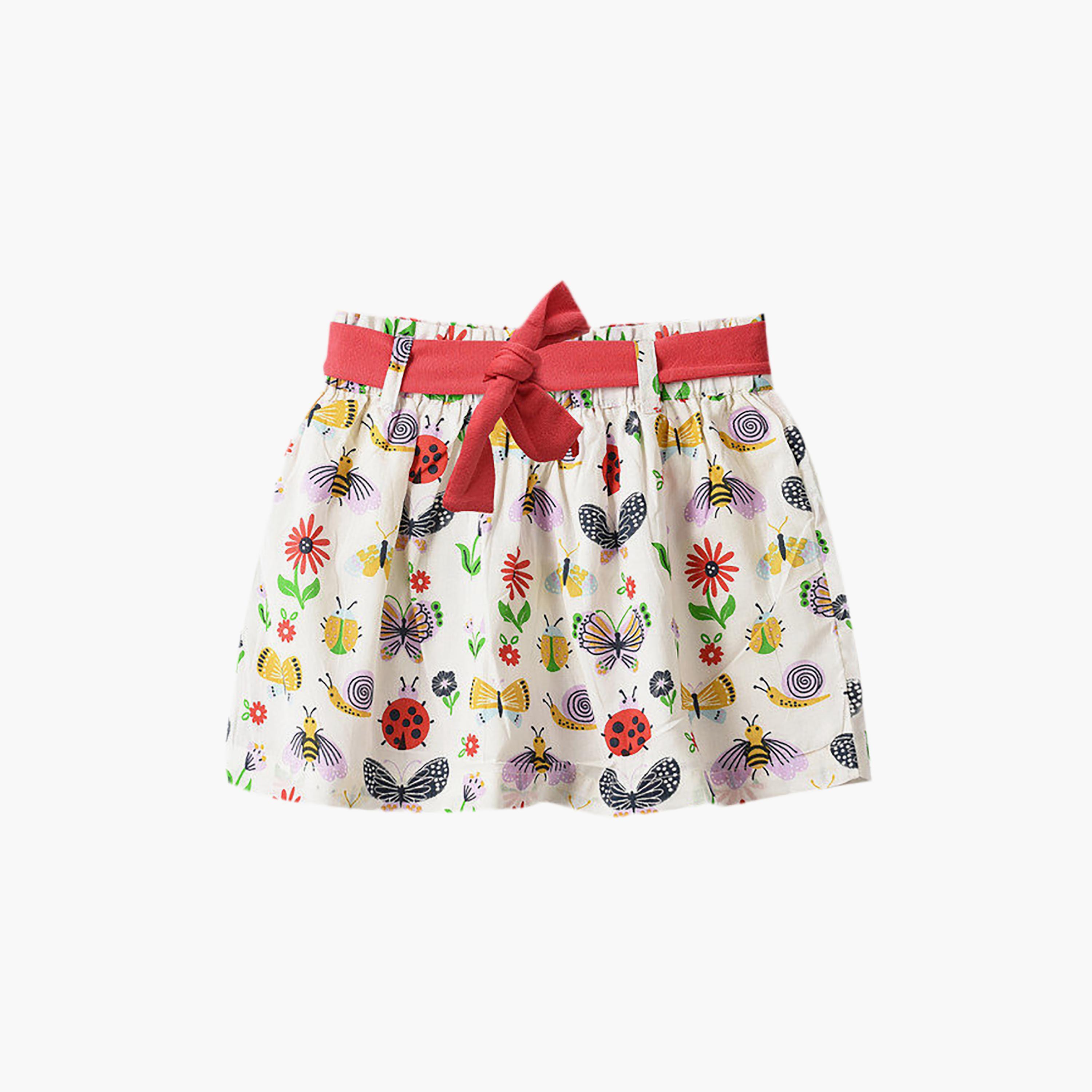 UniqKidz Cotton Floral Elasticated Drawstring Skirt-girls-clothing-bottoms-skirts-image-1