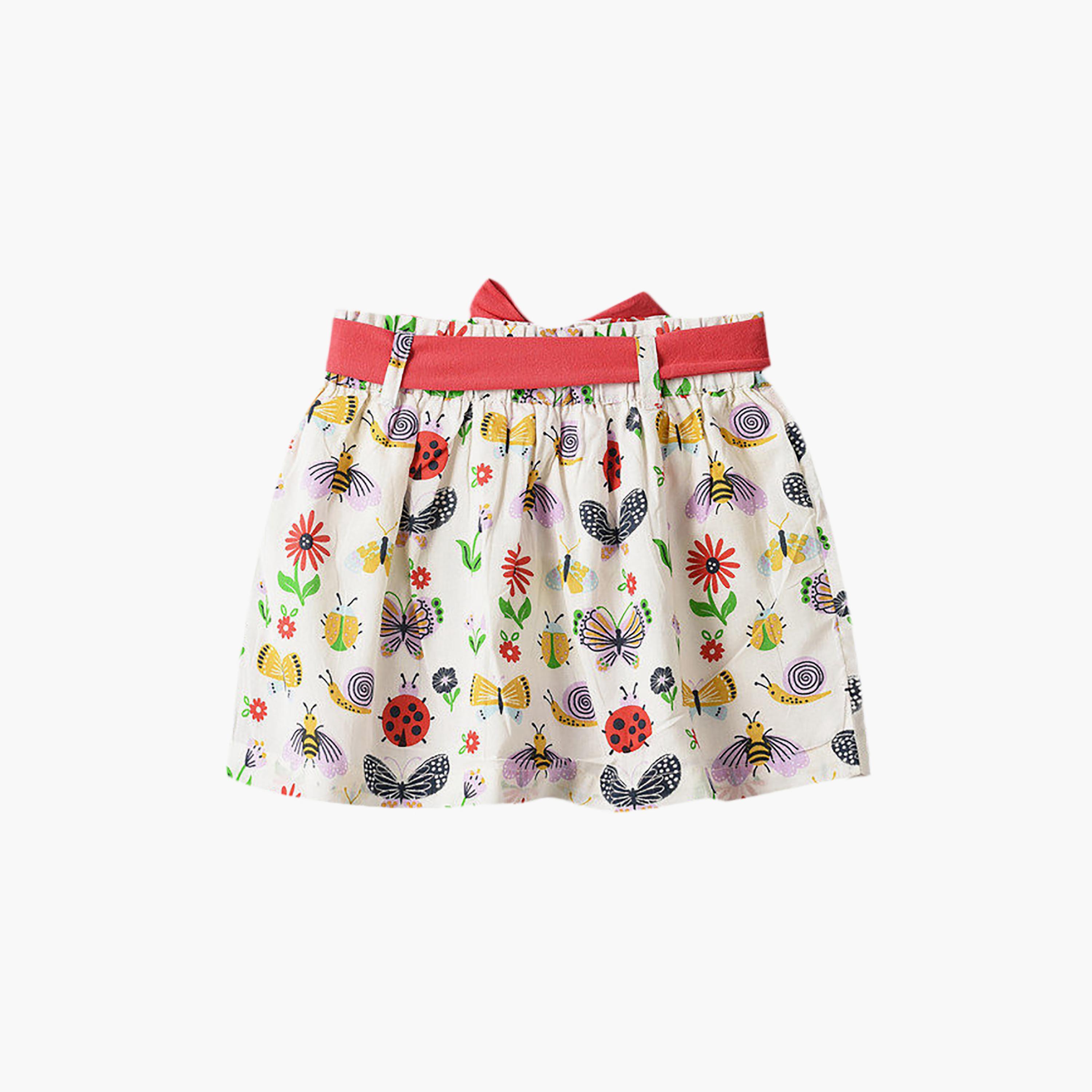 UniqKidz Cotton Floral Elasticated Drawstring Skirt-girls-clothing-bottoms-skirts-image-2