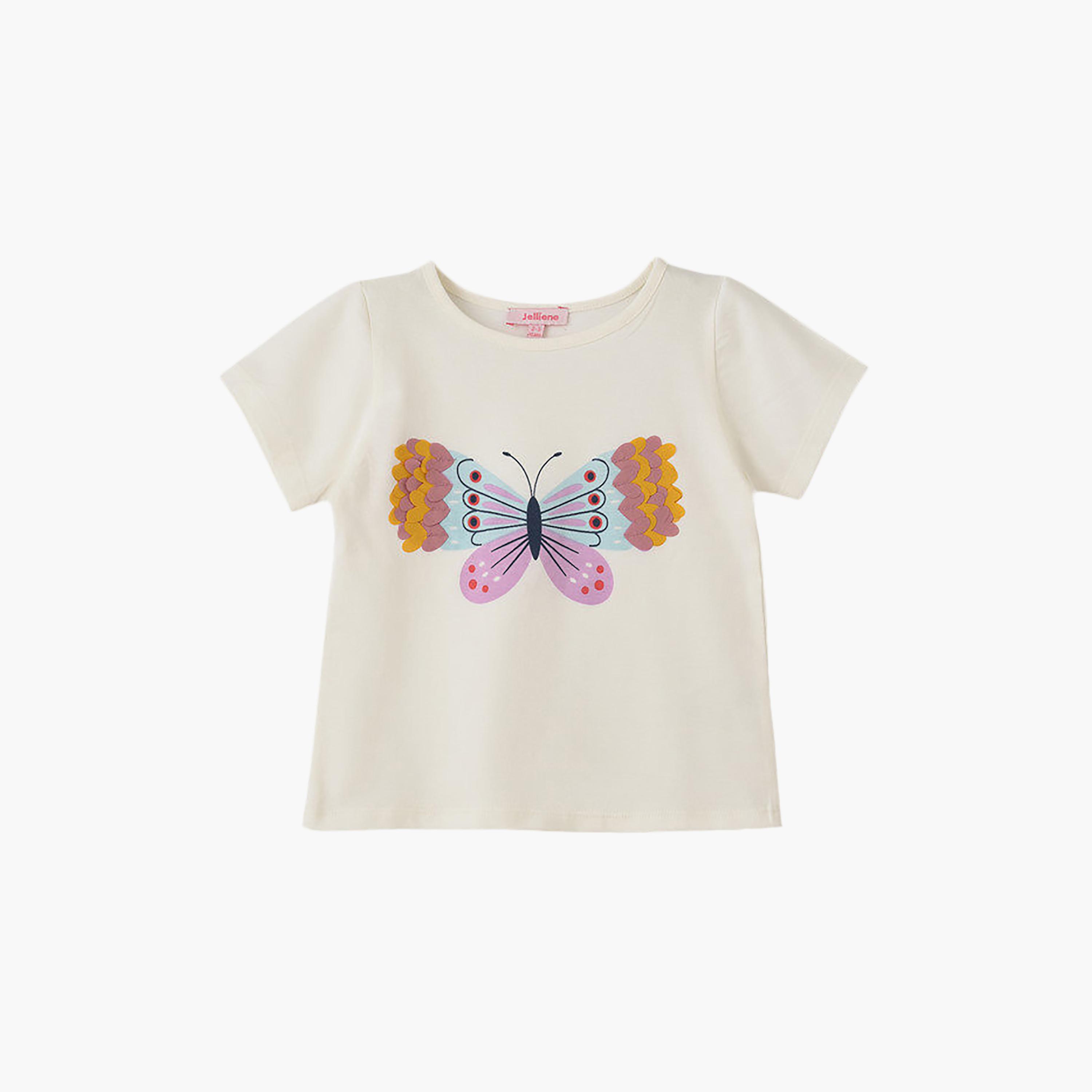 UniqKidz Cotton Short Sleeves Butterfly Embroidered T-Shirt-girls-clothing-tshirts-image-1