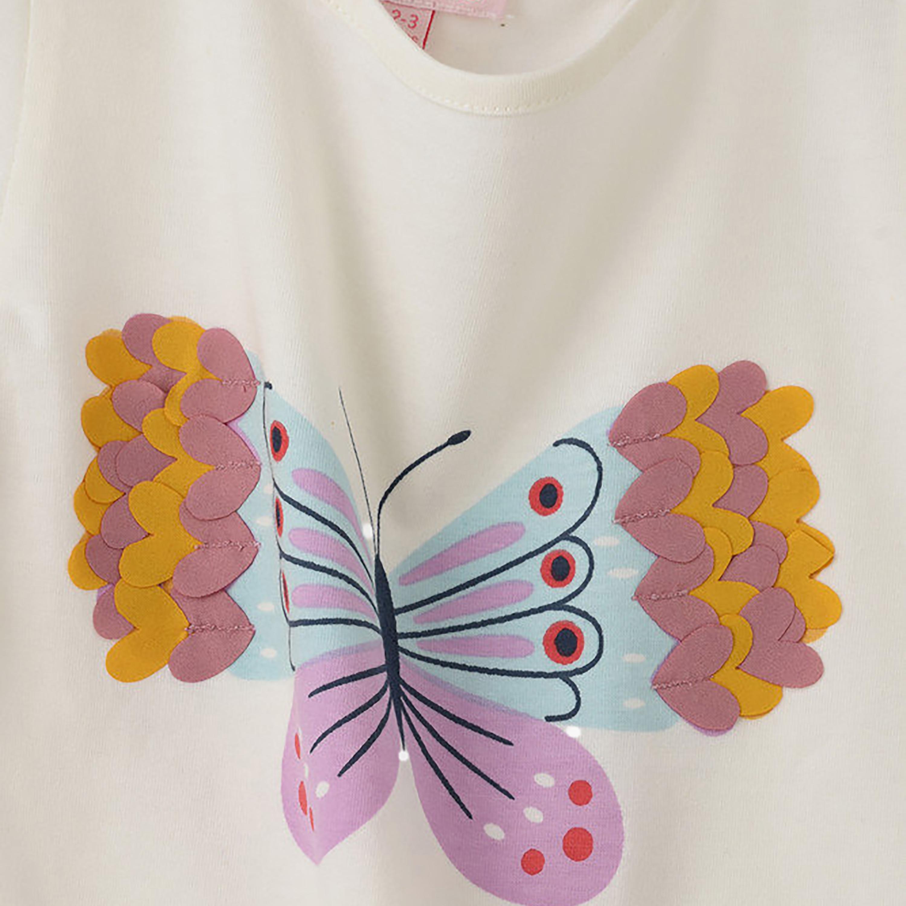 UniqKidz Cotton Short Sleeves Butterfly Embroidered T-Shirt-girls-clothing-tshirts-image-4