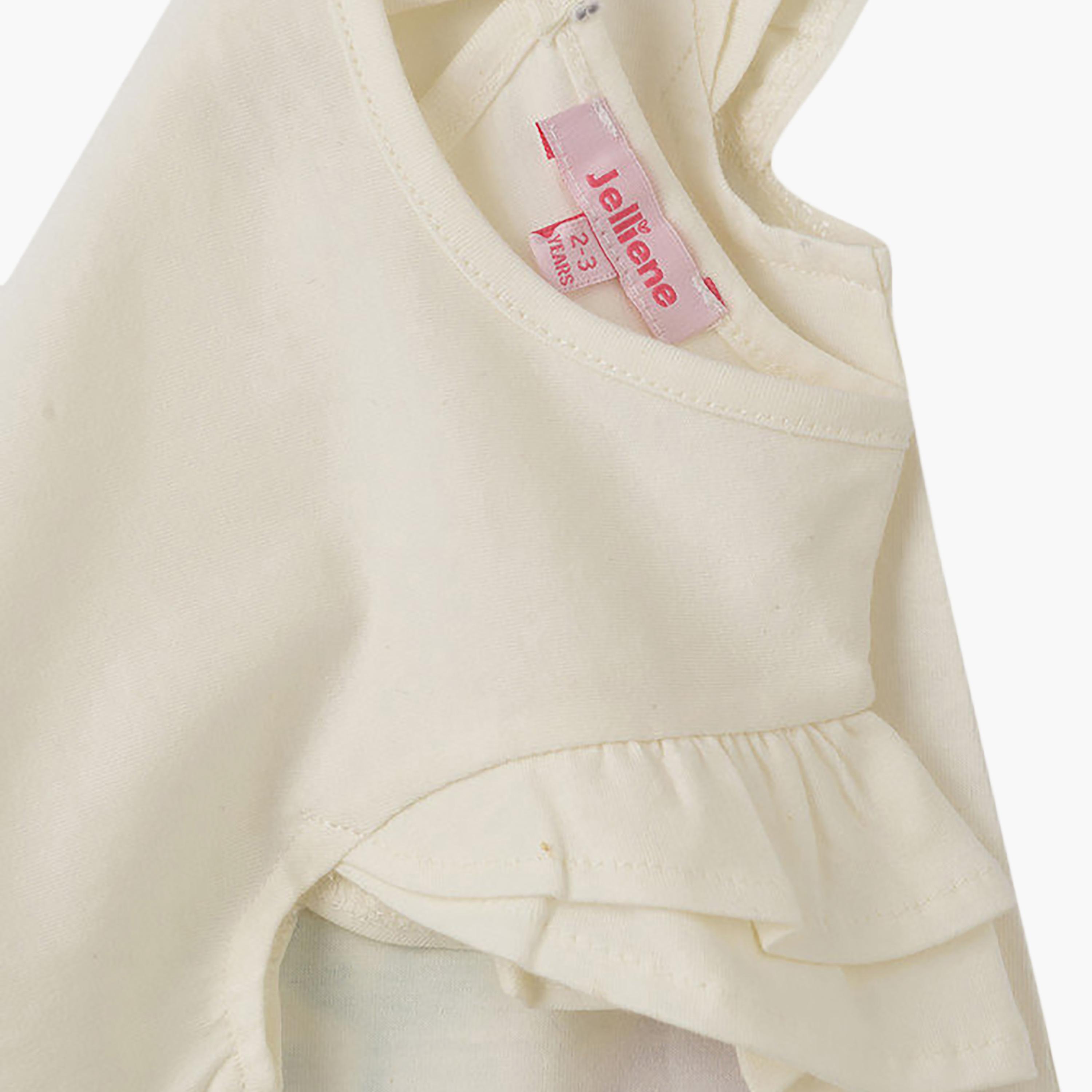 UniqKidz Cotton Ruffle Sleeves Flowers Embroidered T-Shirt-girls-clothing-tshirts-image-3