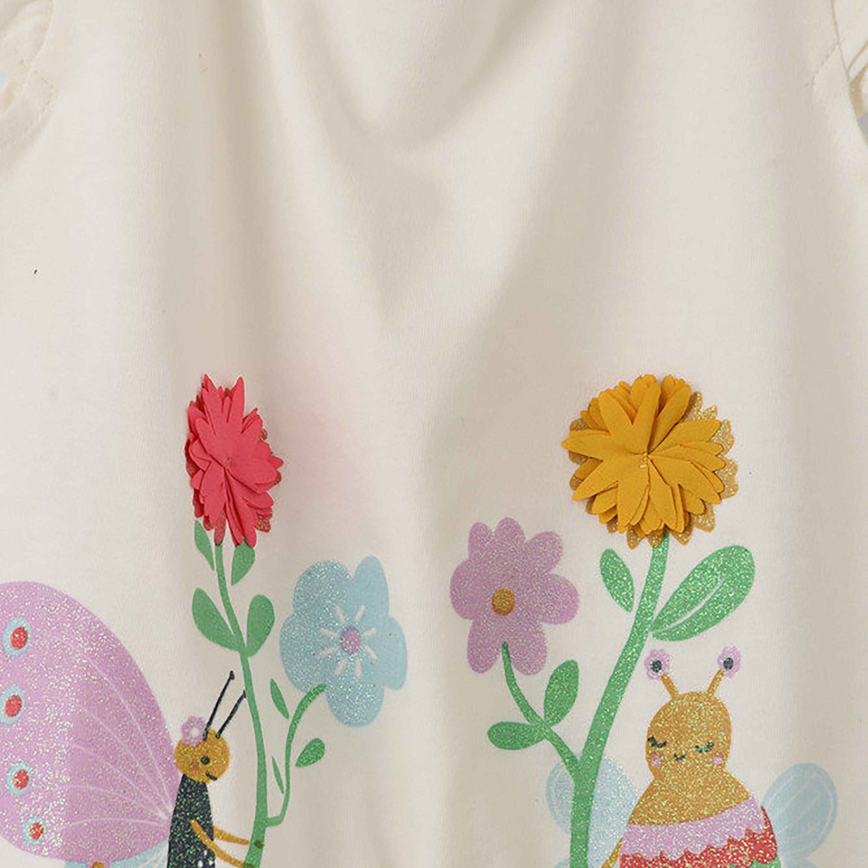 UniqKidz Cotton Ruffle Sleeves Flowers Embroidered T-Shirt-girls-clothing-tshirts-image-4