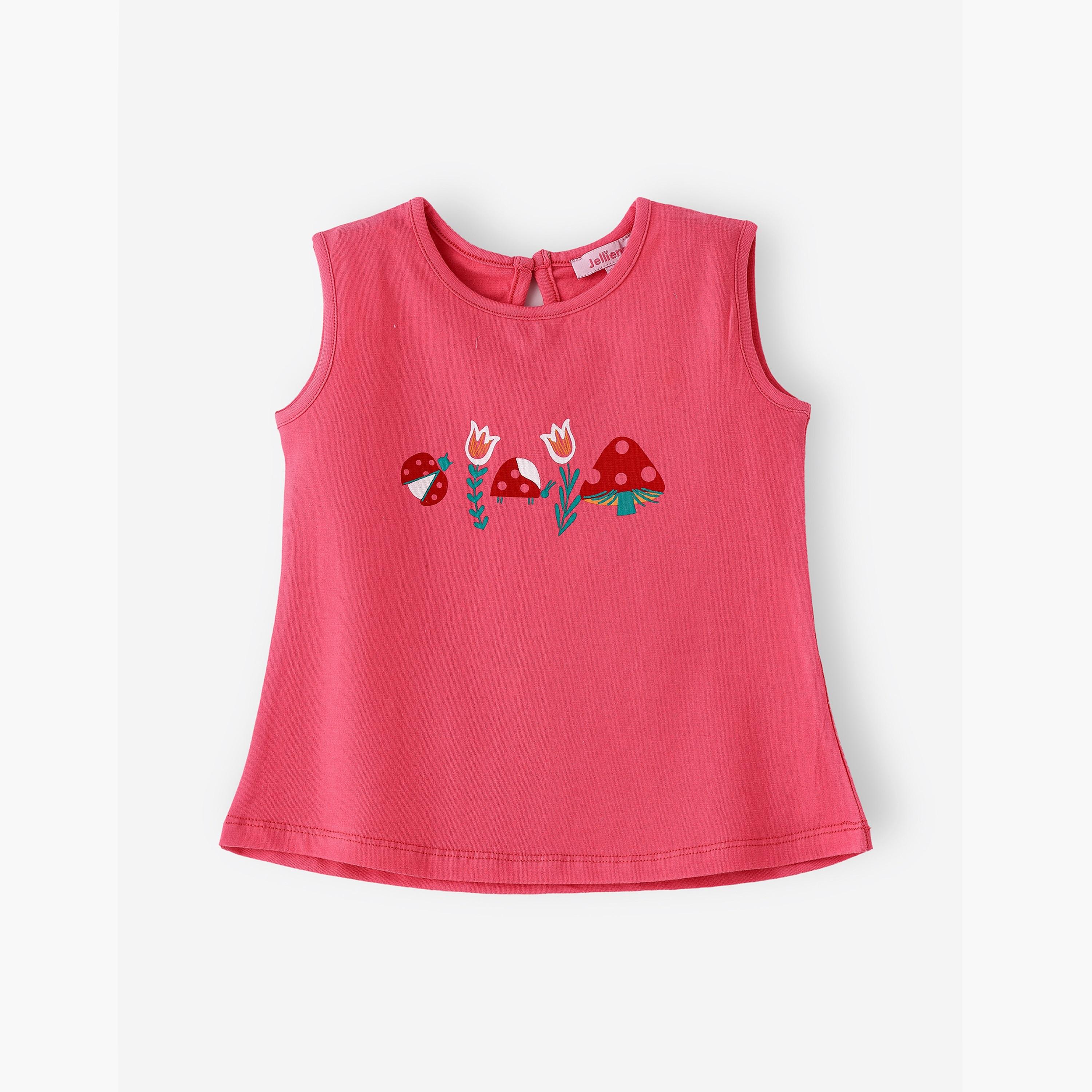 UniqKidz Printed Sleeveless T-Shirt-baby-girls-clothing-tshirts-image-1