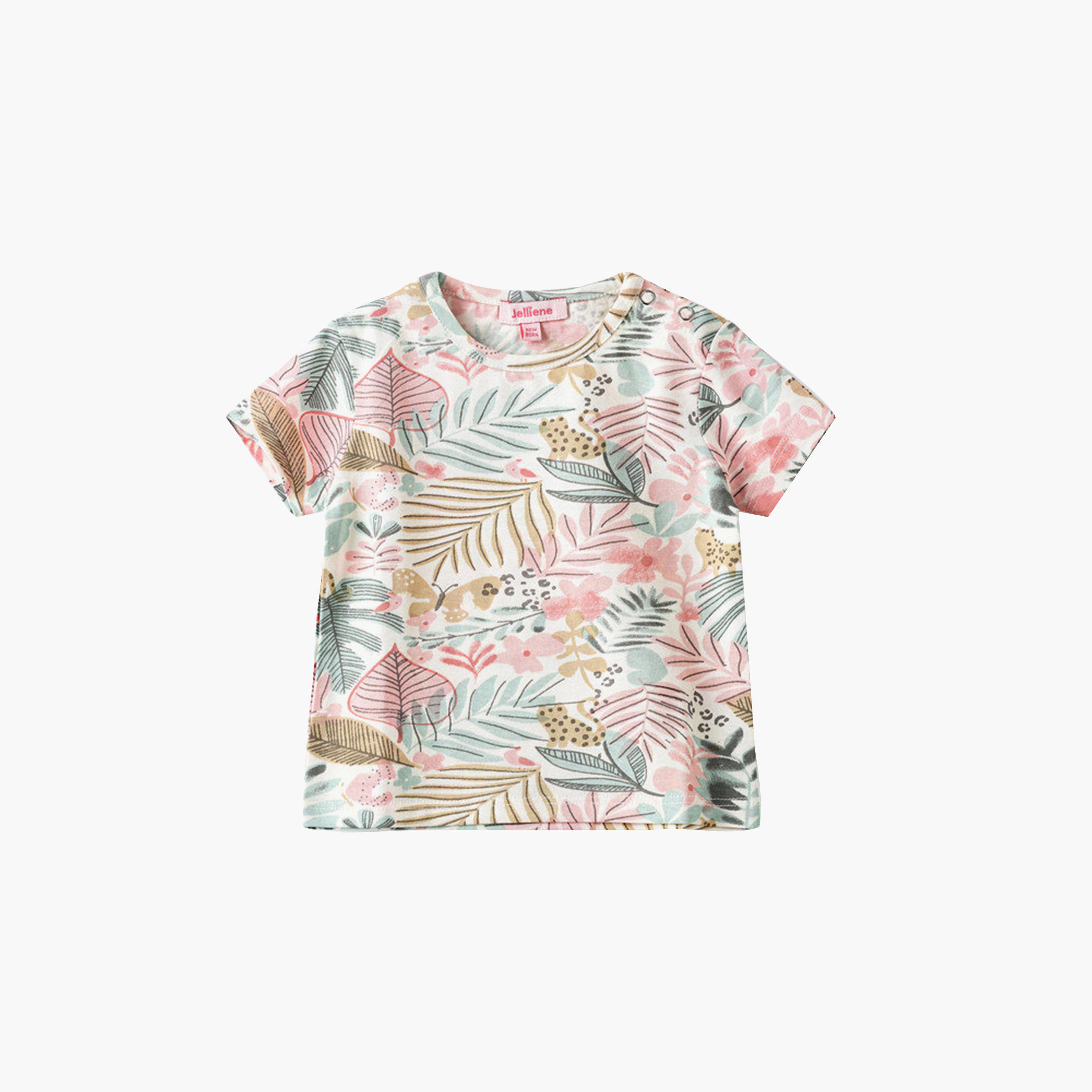 UniqKidz Cotton Short Sleeves Floral Print T-Shirt-baby-girls-clothing-tshirts-image-1