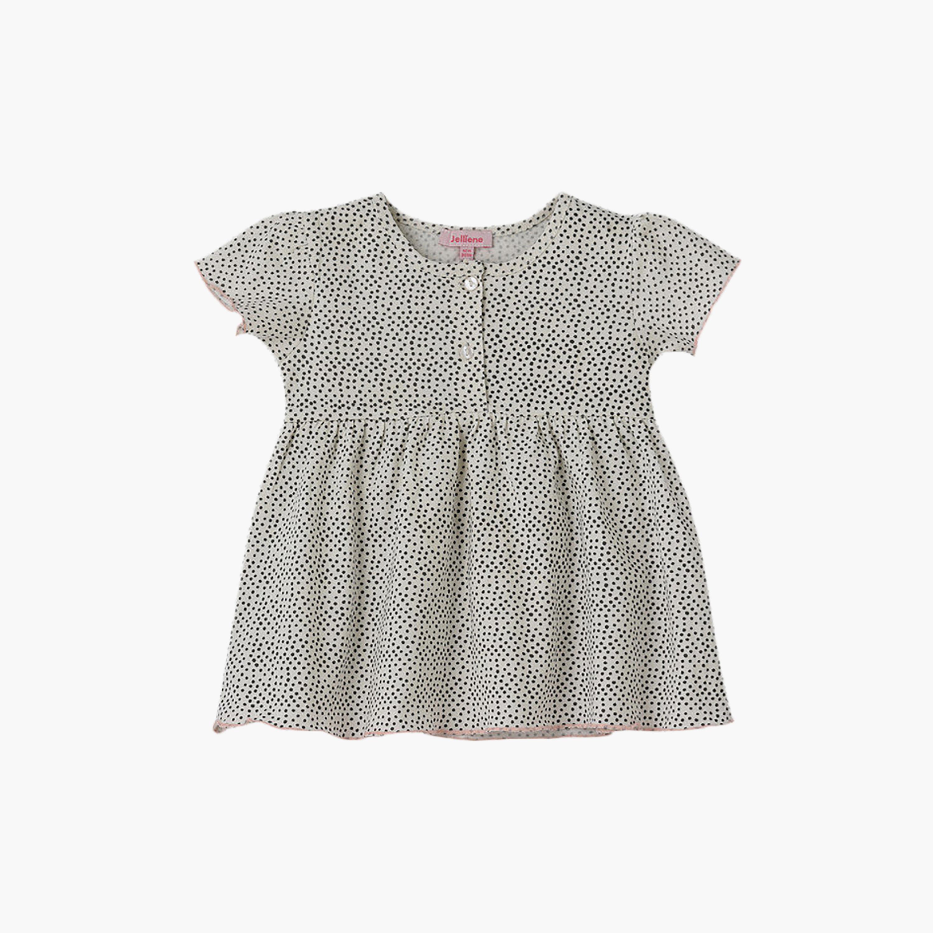 UniqKidz Cotton Dot Printed Short Sleeves Dress-baby-girls-clothing-dressesandjumpsuits-image-1