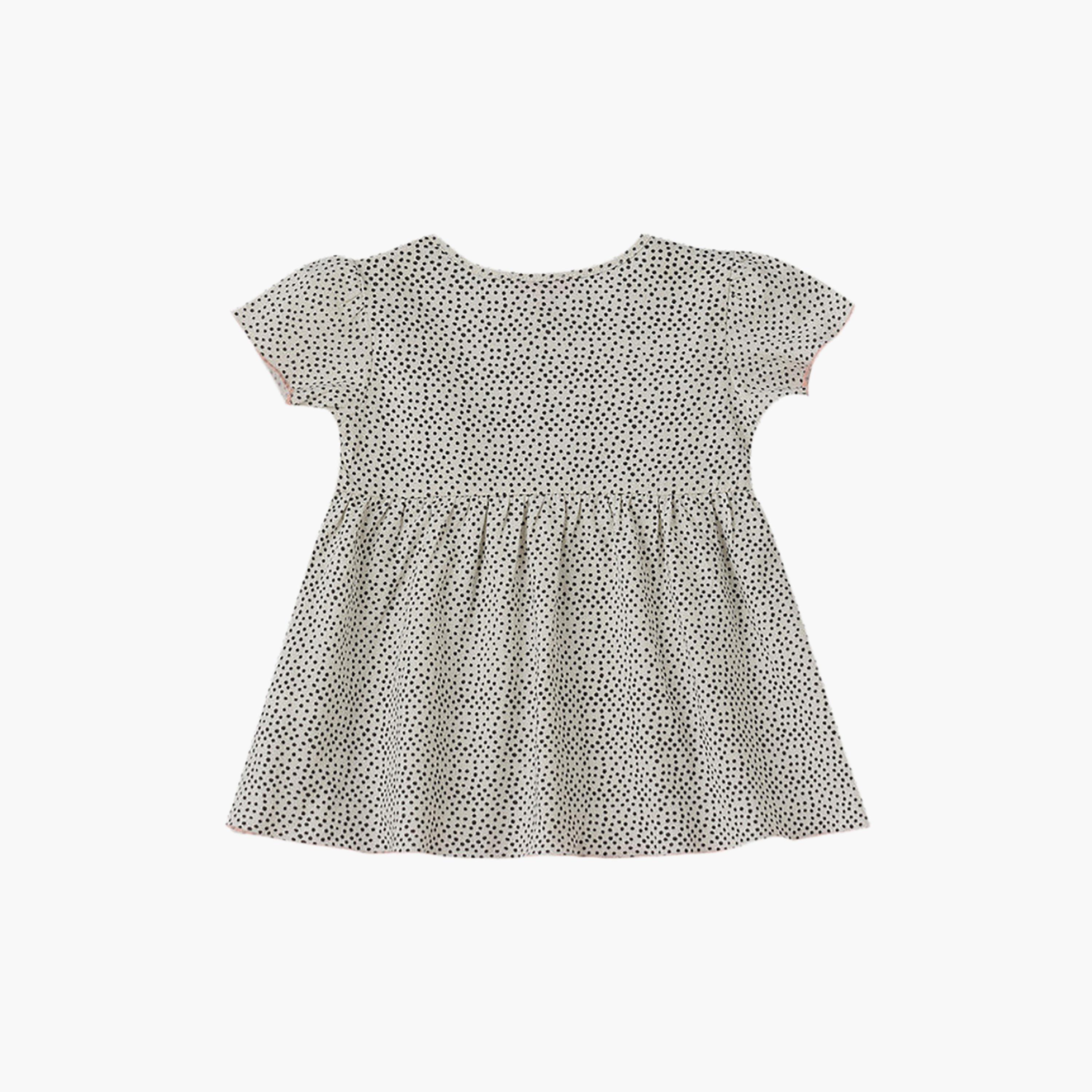 UniqKidz Cotton Dot Printed Short Sleeves Dress-baby-girls-clothing-dressesandjumpsuits-image-2