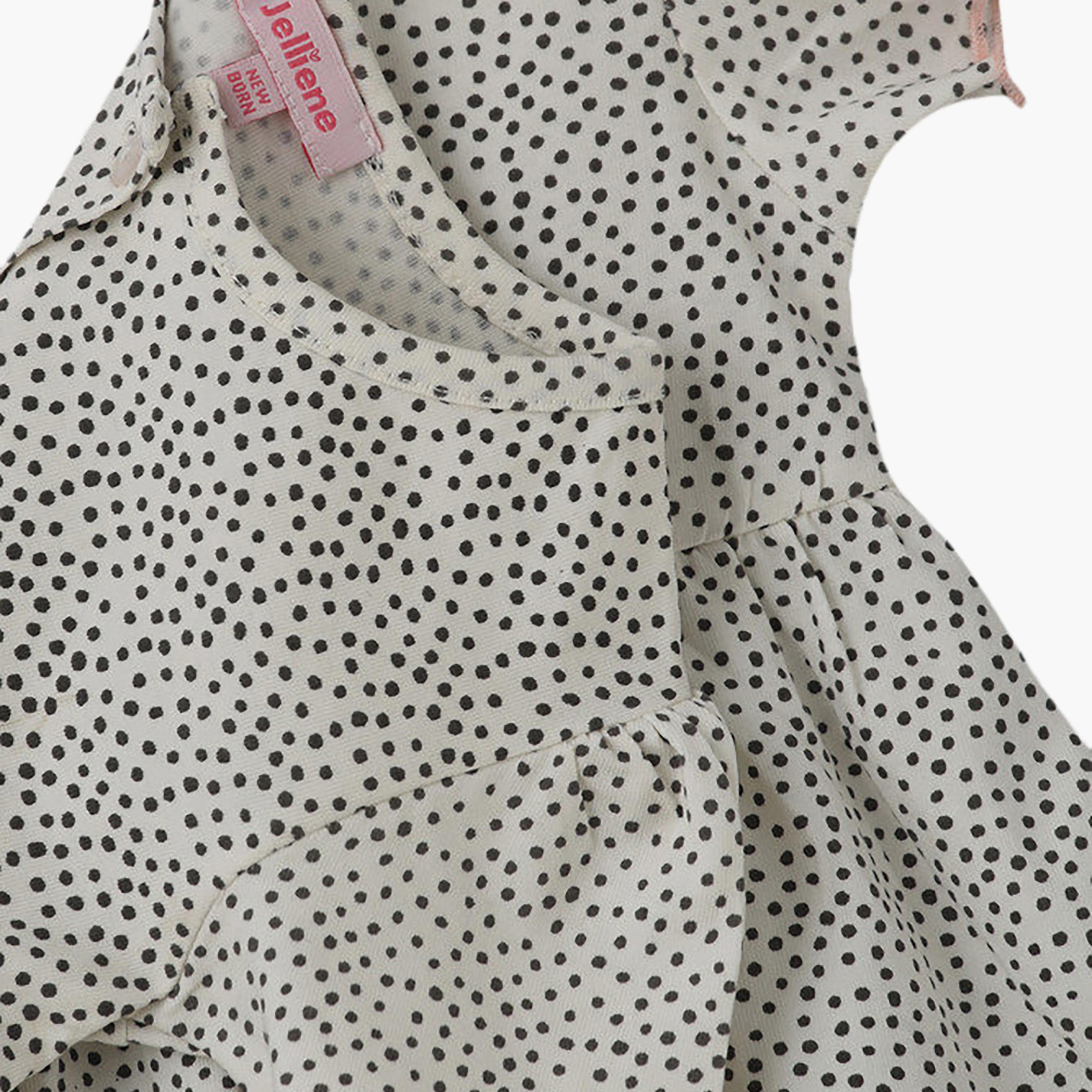 UniqKidz Cotton Dot Printed Short Sleeves Dress-baby-girls-clothing-dressesandjumpsuits-image-3