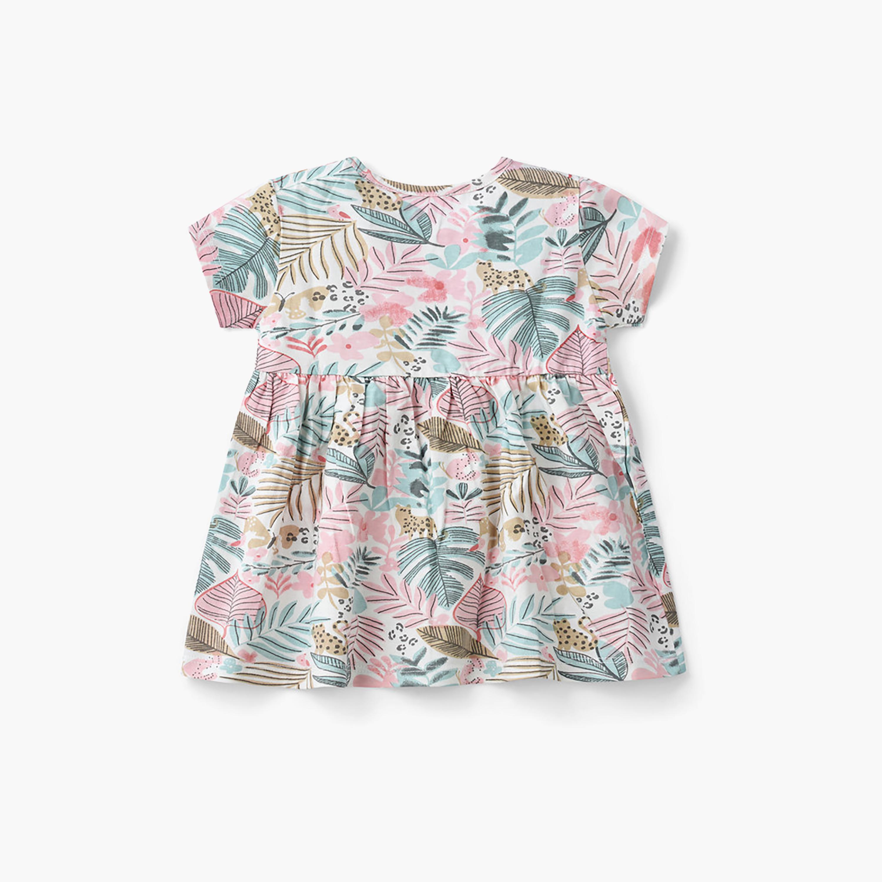 UniqKidz Short Sleeves Floral Cotton Dress-baby-girls-clothing-dressesandjumpsuits-image-2