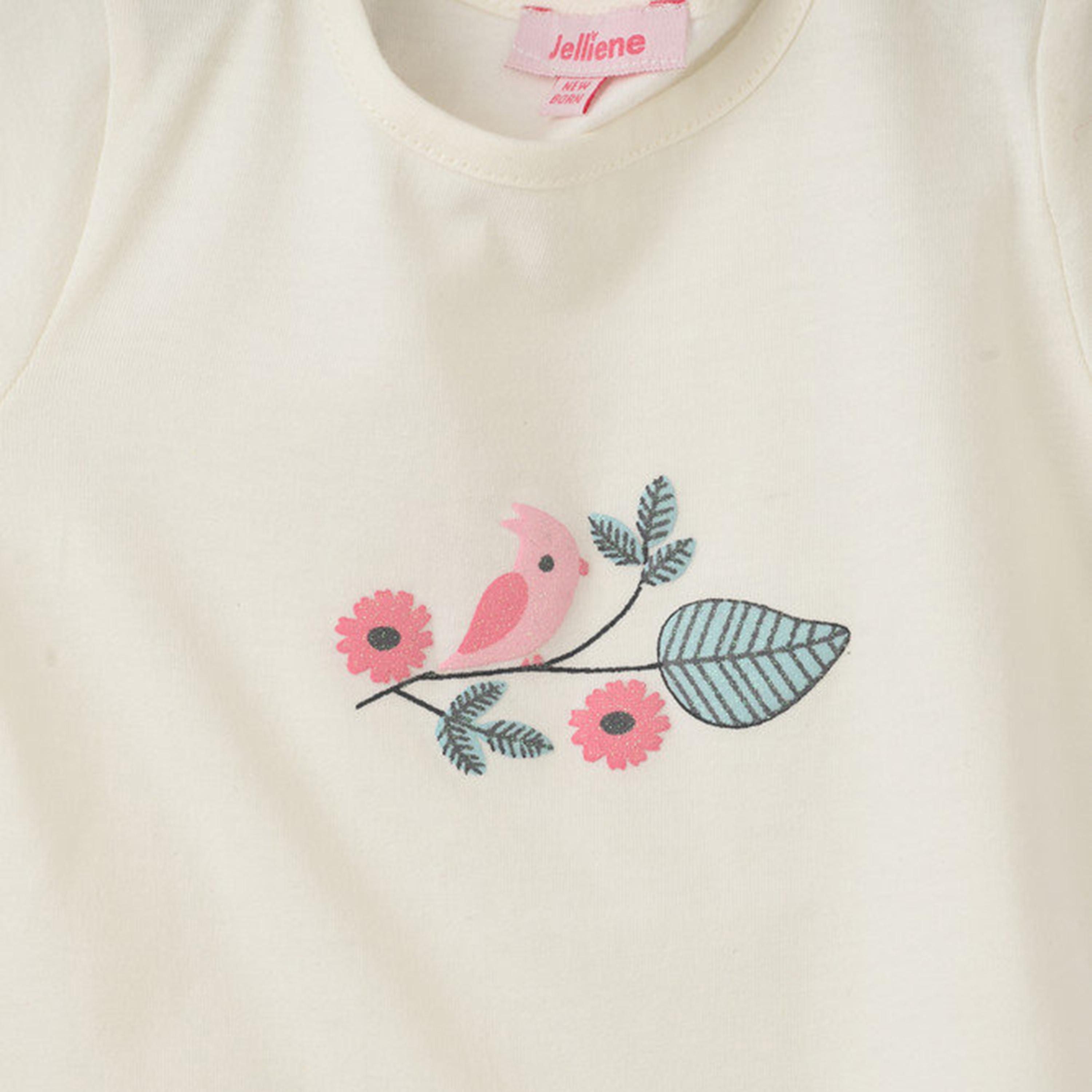 UniqKidz Cotton Short Sleeves Bird Embroidered T-Shirt-baby-girls-clothing-tshirts-image-4