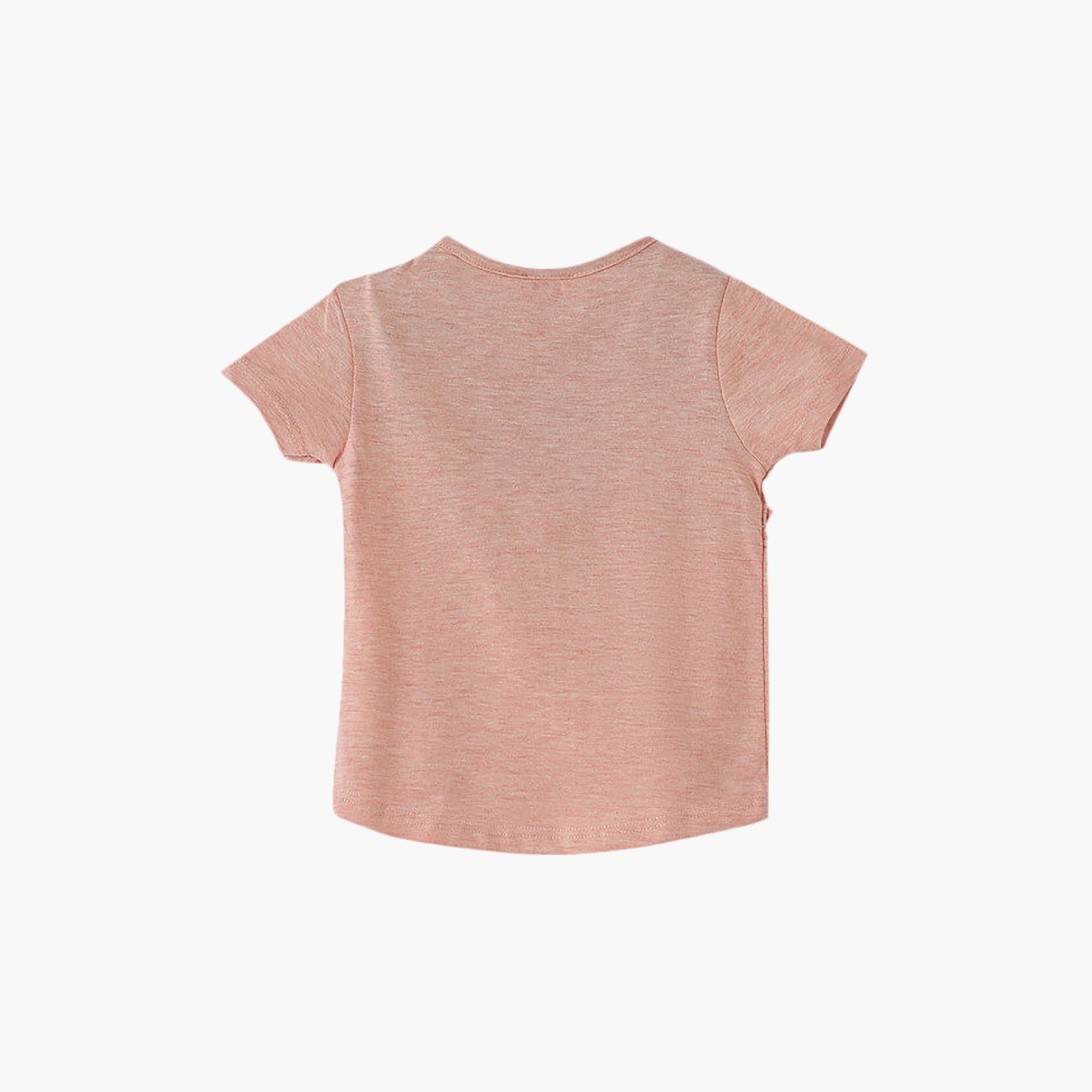 UniqKidz Cotton Short Sleeves Leaf Embroidered T-Shirt-baby-girls-clothing-tshirts-image-2