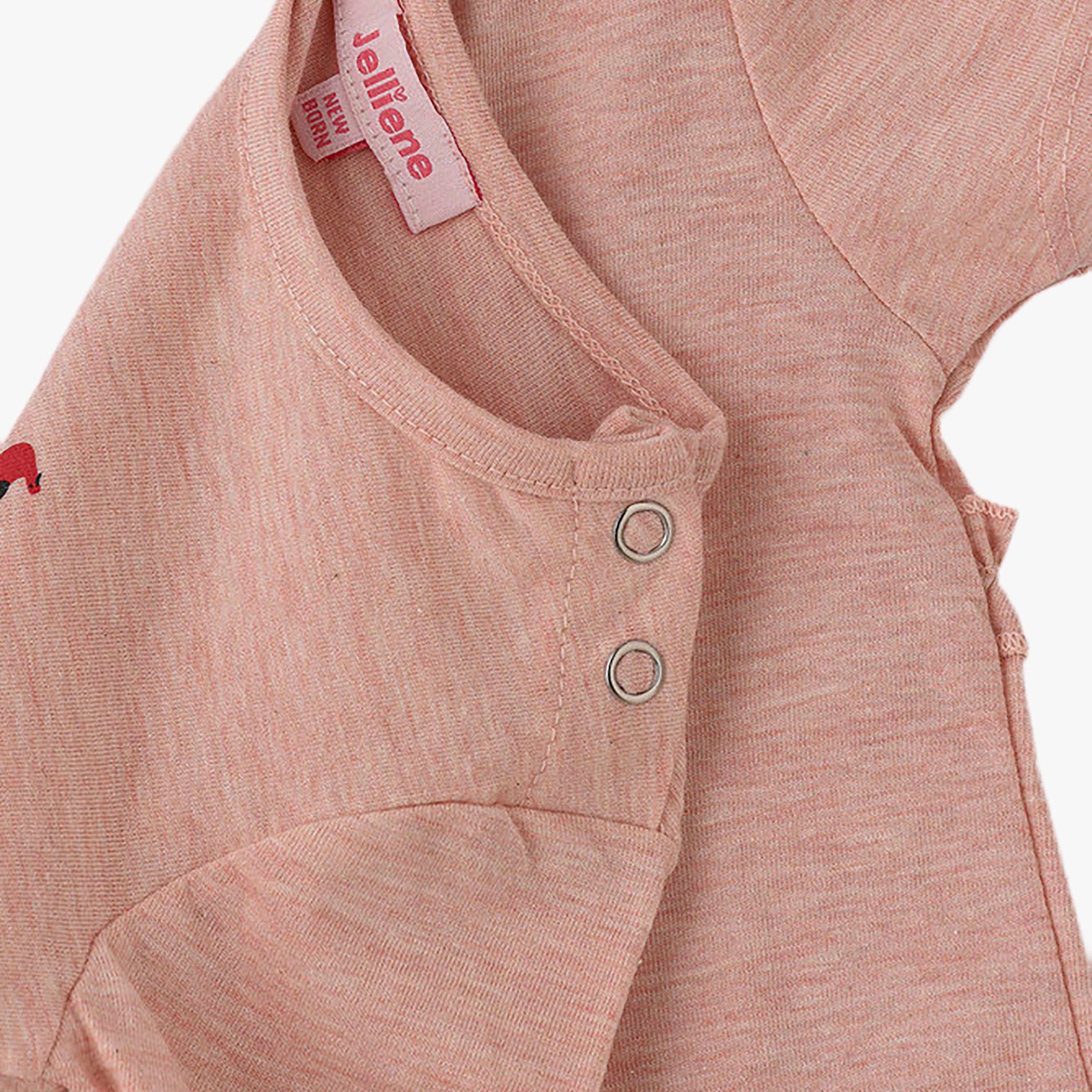 UniqKidz Cotton Short Sleeves Leaf Embroidered T-Shirt-baby-girls-clothing-tshirts-image-3