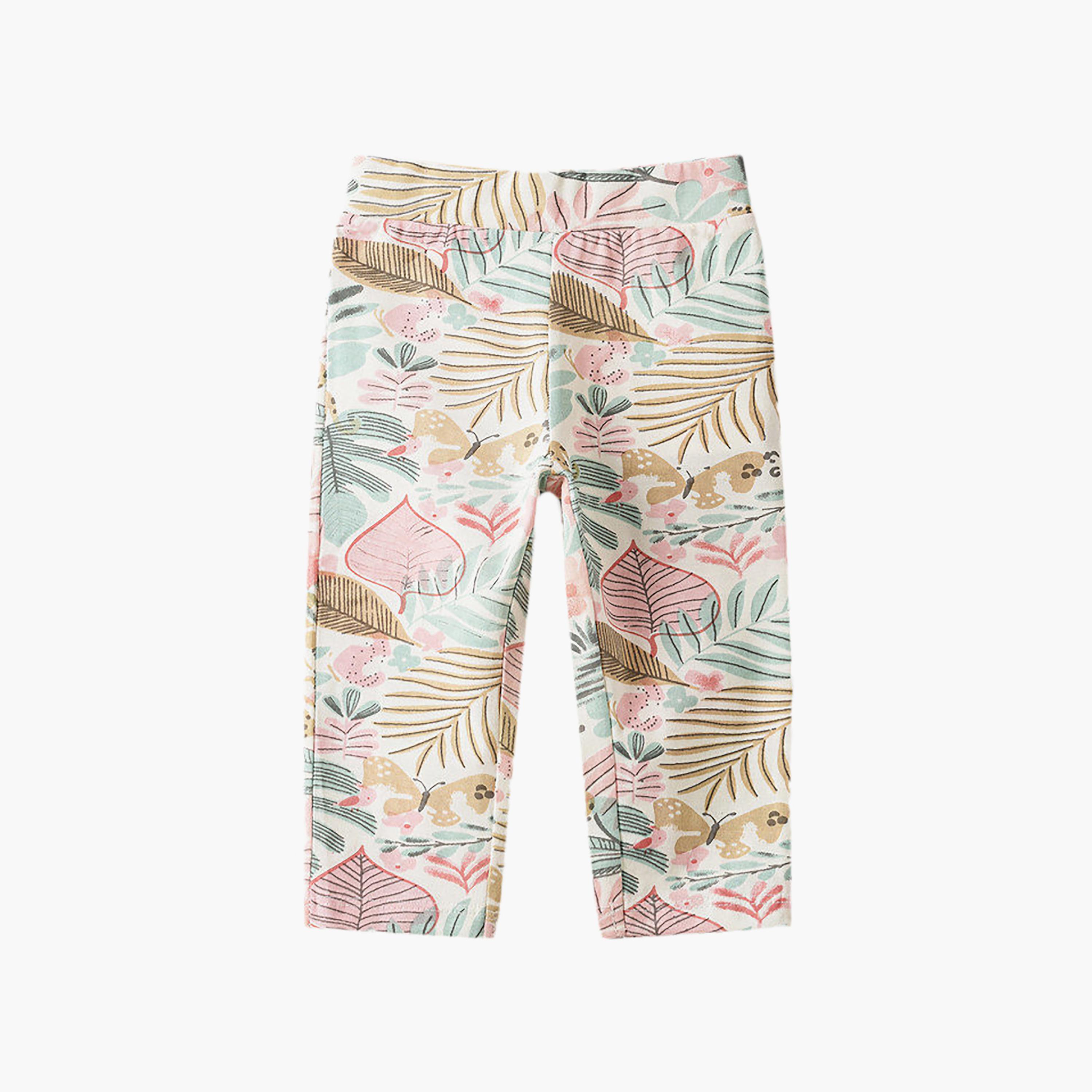 UniqKidz Cotton Floral Printed Elasticated Leggings-baby-girls-clothing-bottoms-leggings-image-1