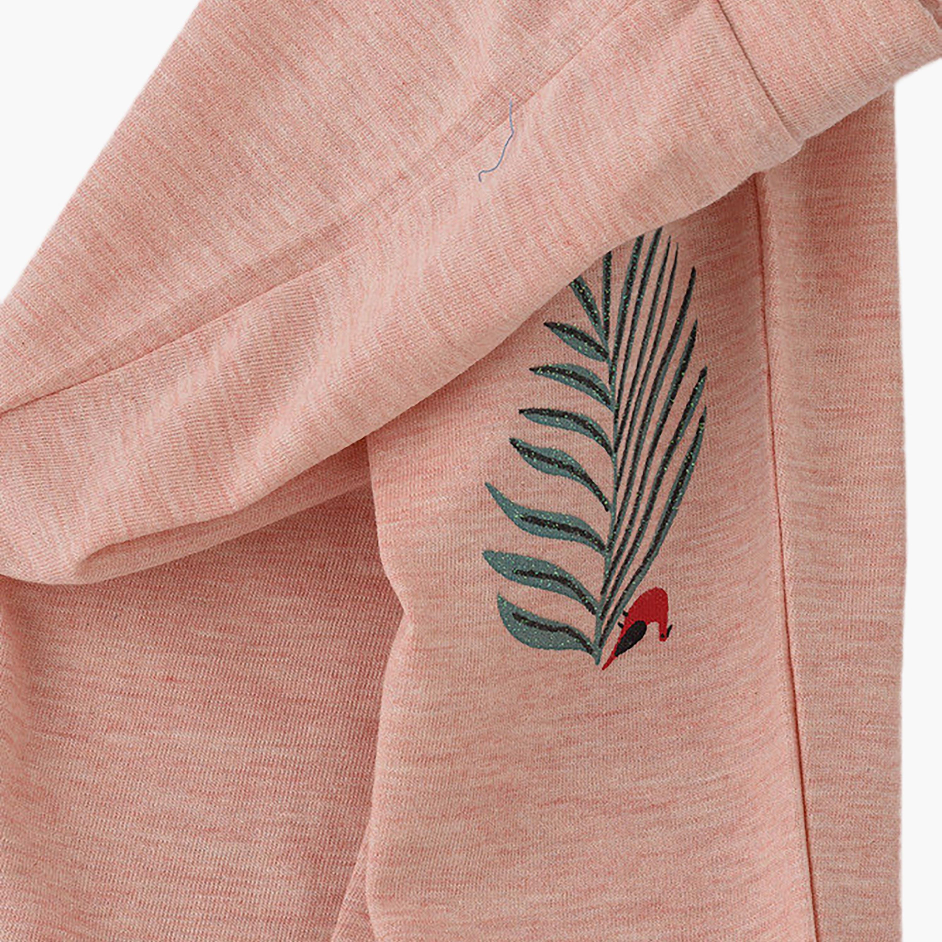 UniqKidz Cotton Leaf Embroidered Elasticated Leggings-baby-girls-clothing-bottoms-leggings-image-3