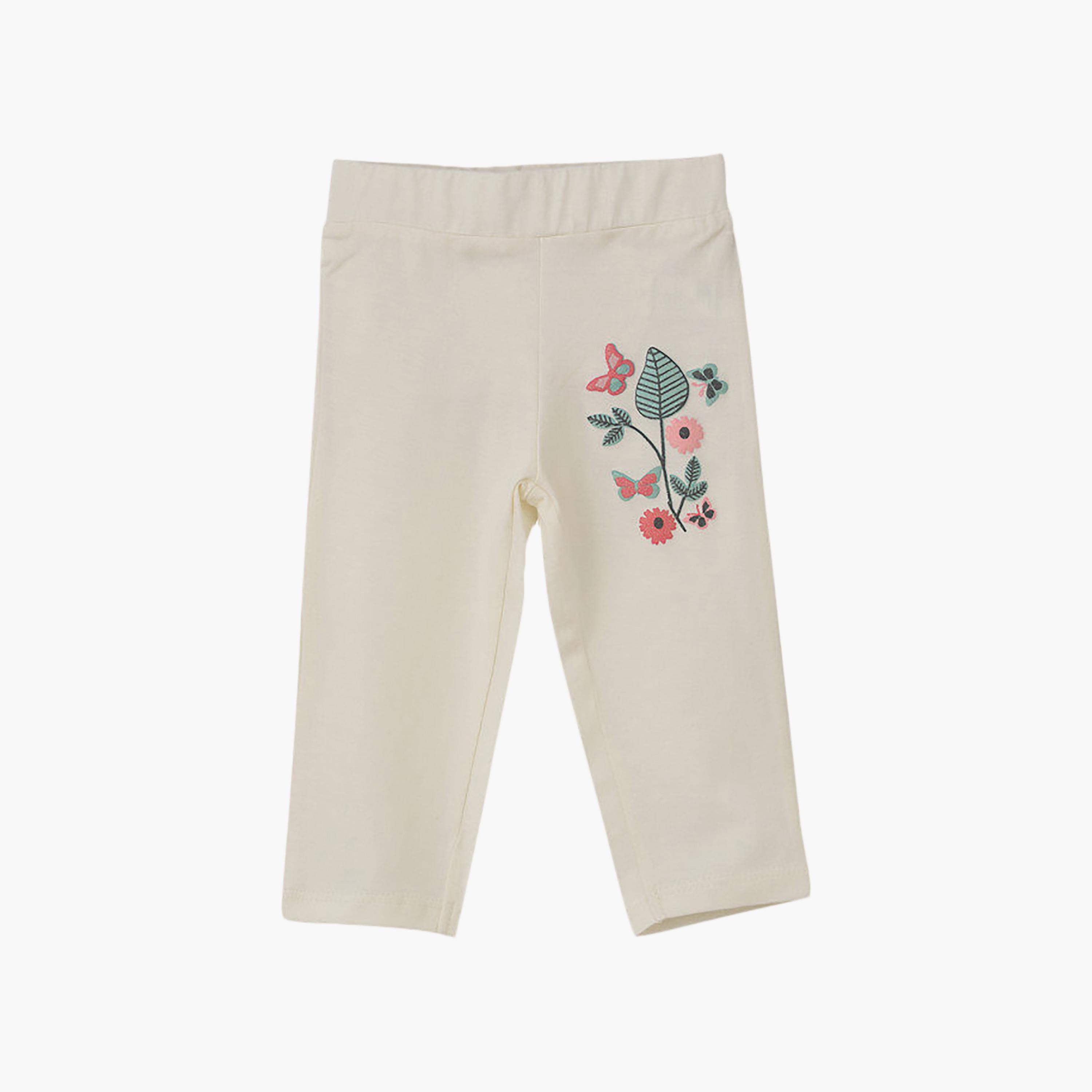 UniqKidz Cotton Flower Embroidered Elasticated Leggings-baby-girls-clothing-bottoms-leggings-image-1