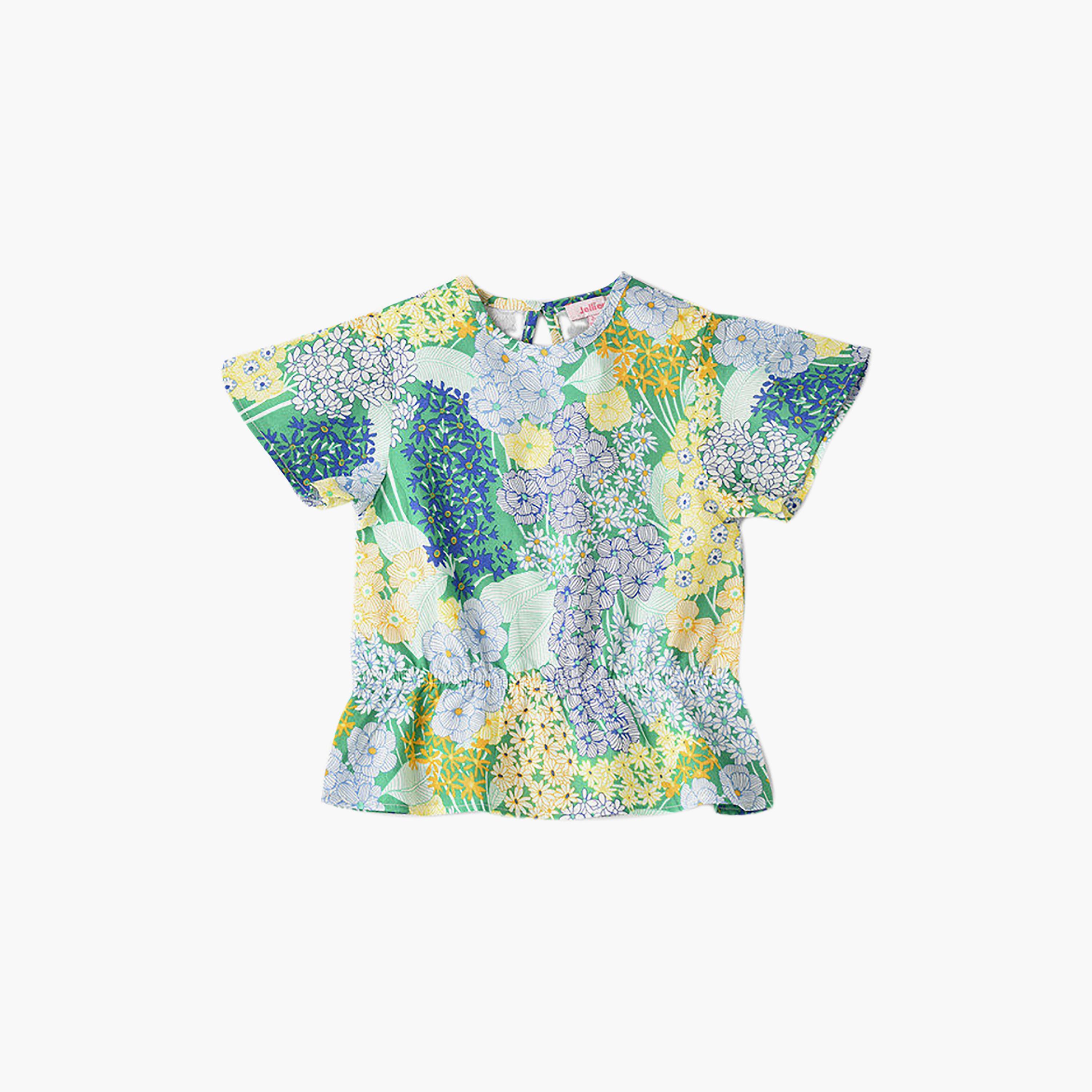 UniqKidz Cotton Short Sleeves Floral Top-girls-clothing-blousesandshirts-image-1