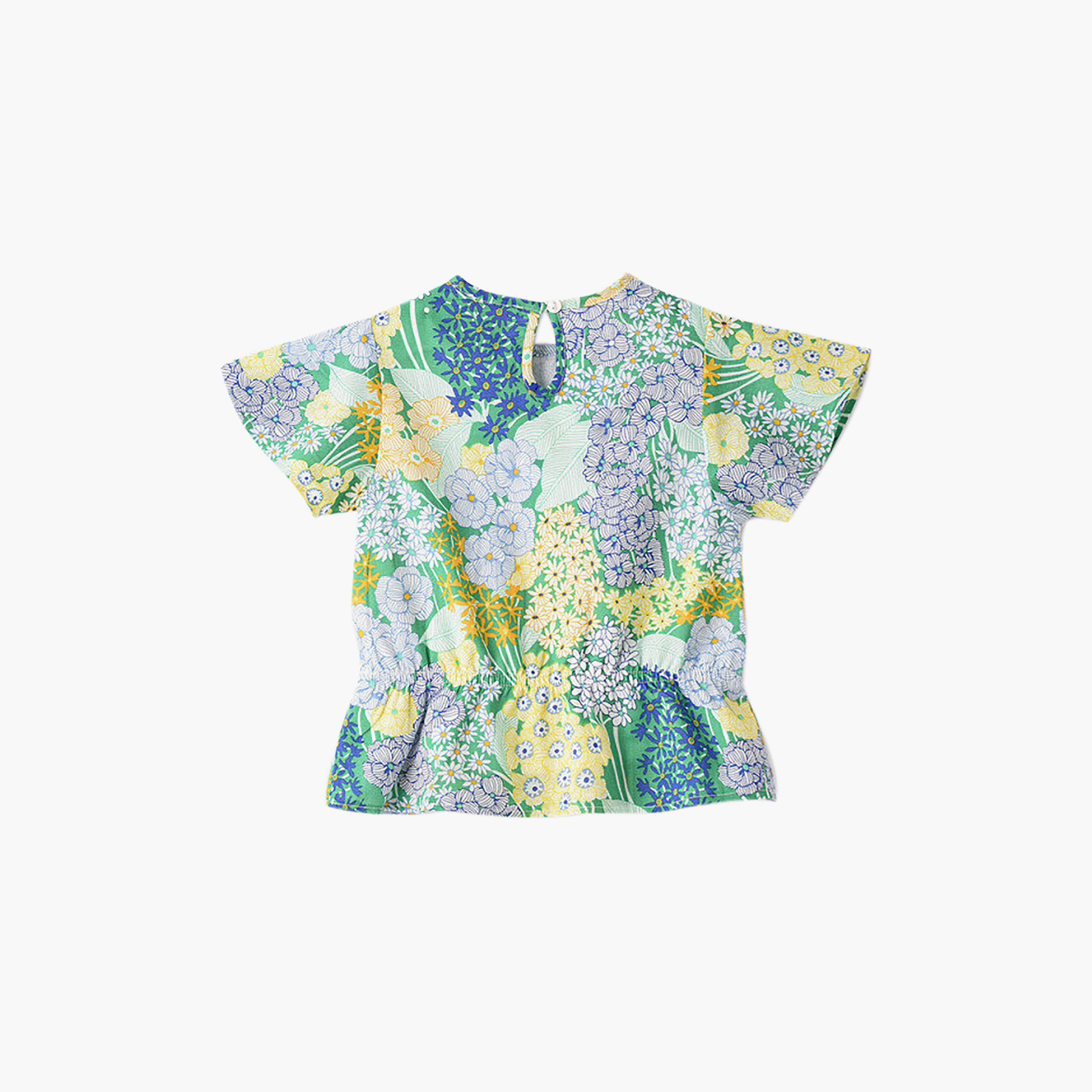 UniqKidz Cotton Short Sleeves Floral Top-girls-clothing-blousesandshirts-image-2