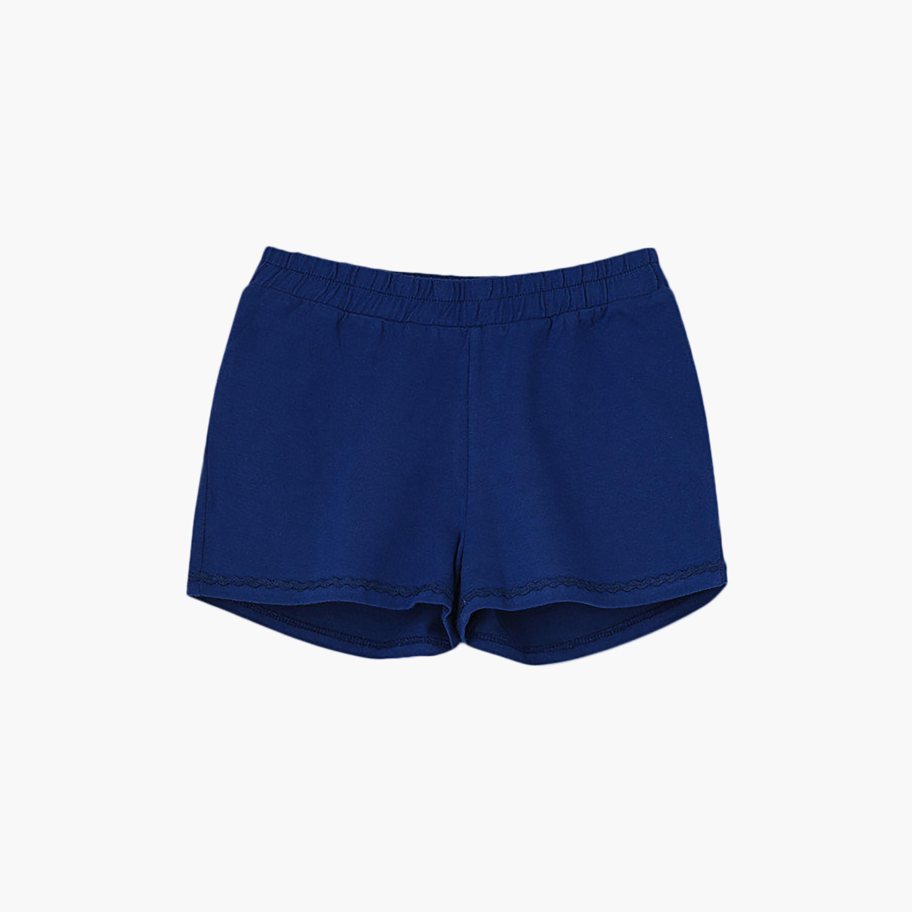 UniqKidz Cotton Solid Elasticated Knit Shorts-girls-clothing-bottoms-shorts-image-1