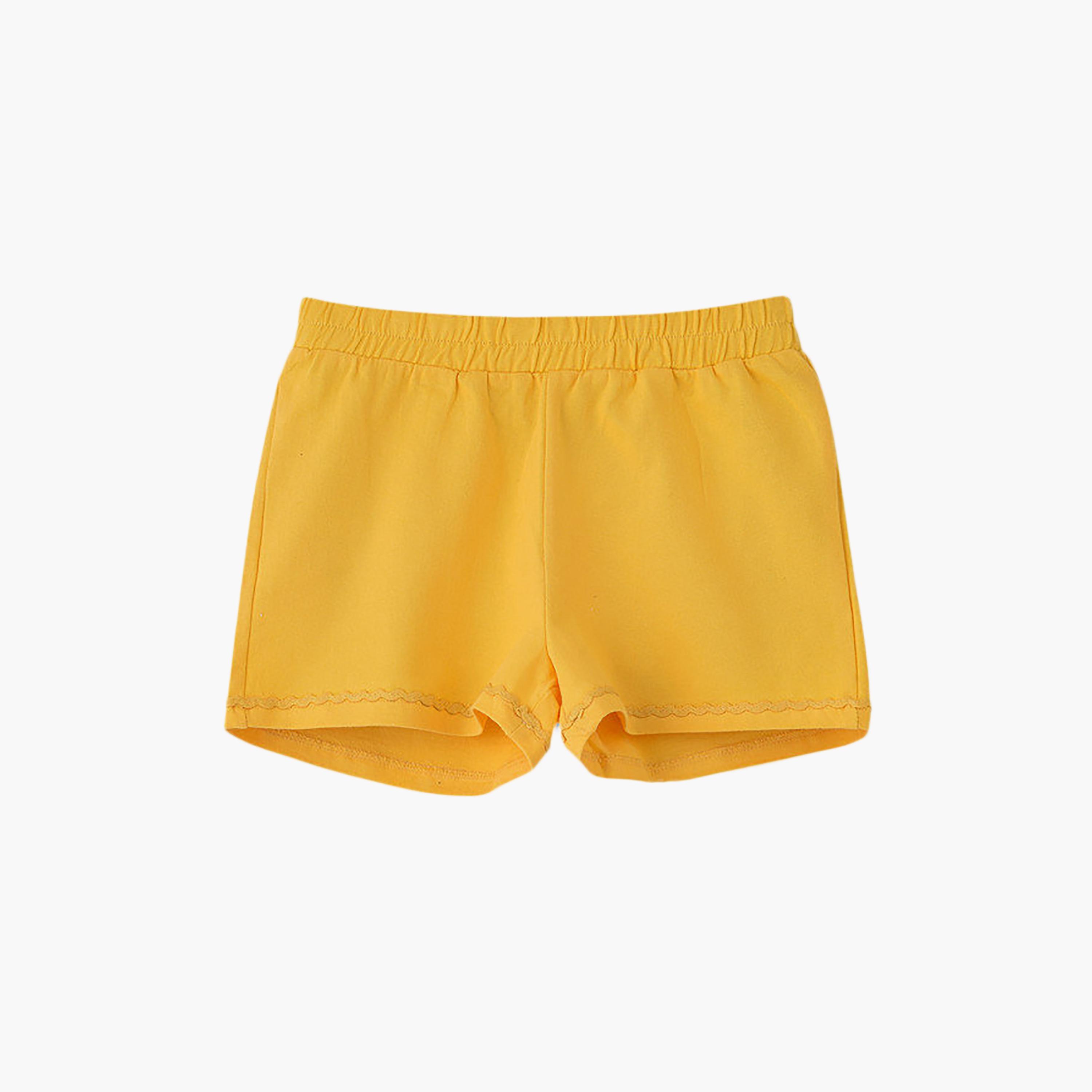 UniqKidz Cotton Solid Elasticated Woven Shorts-girls-clothing-bottoms-shorts-image-1