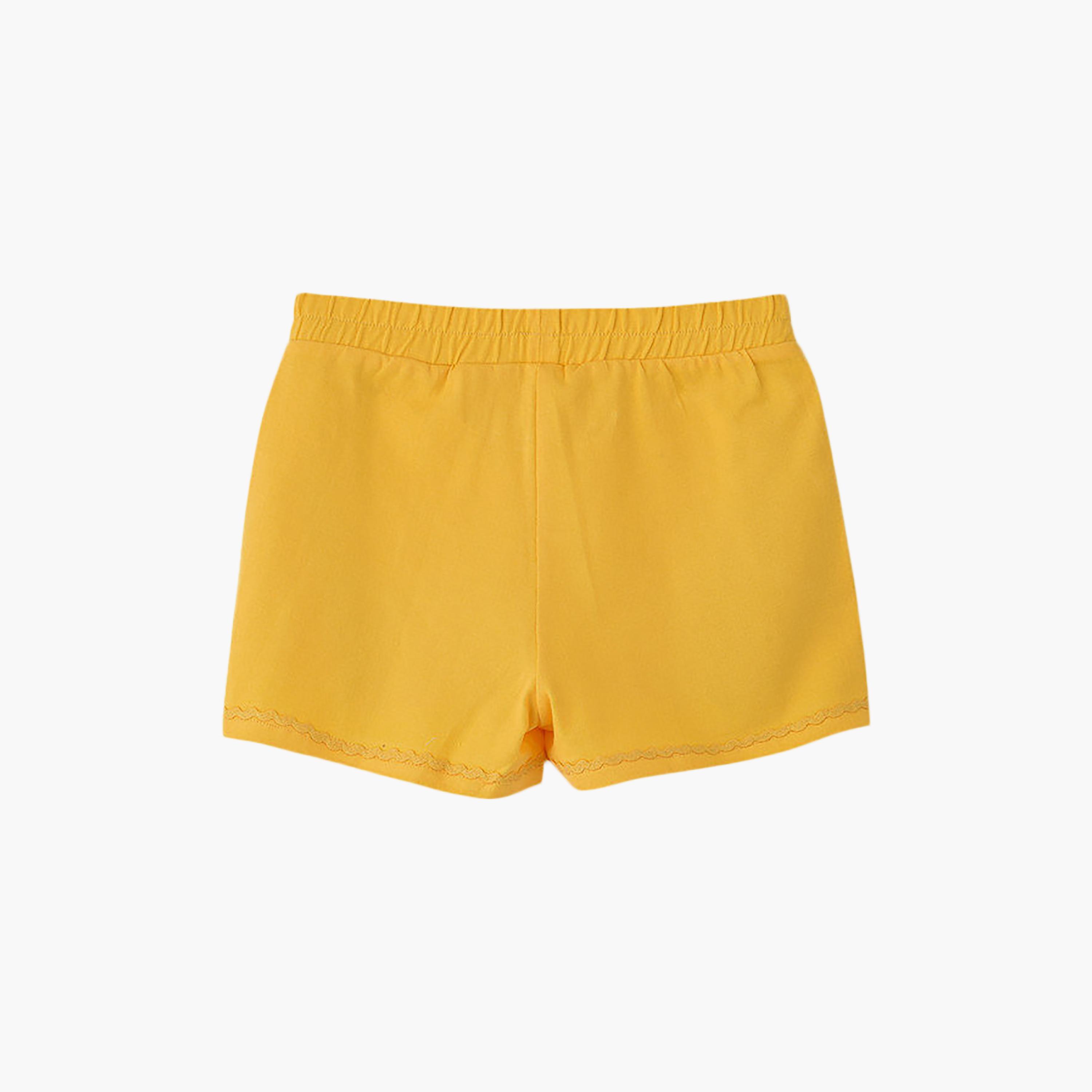 UniqKidz Cotton Solid Elasticated Woven Shorts-girls-clothing-bottoms-shorts-image-2