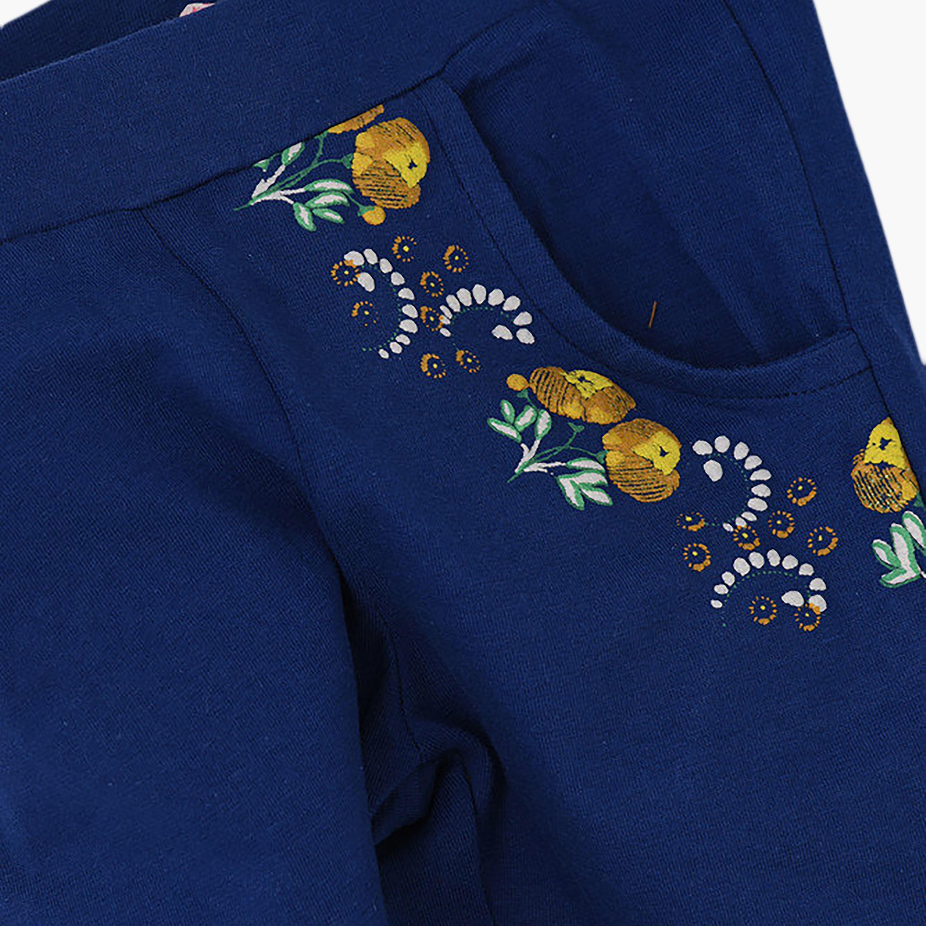 UniqKidz Cotton Floral Embroidered Elasticated Leggings-girls-clothing-bottoms-leggings-image-3