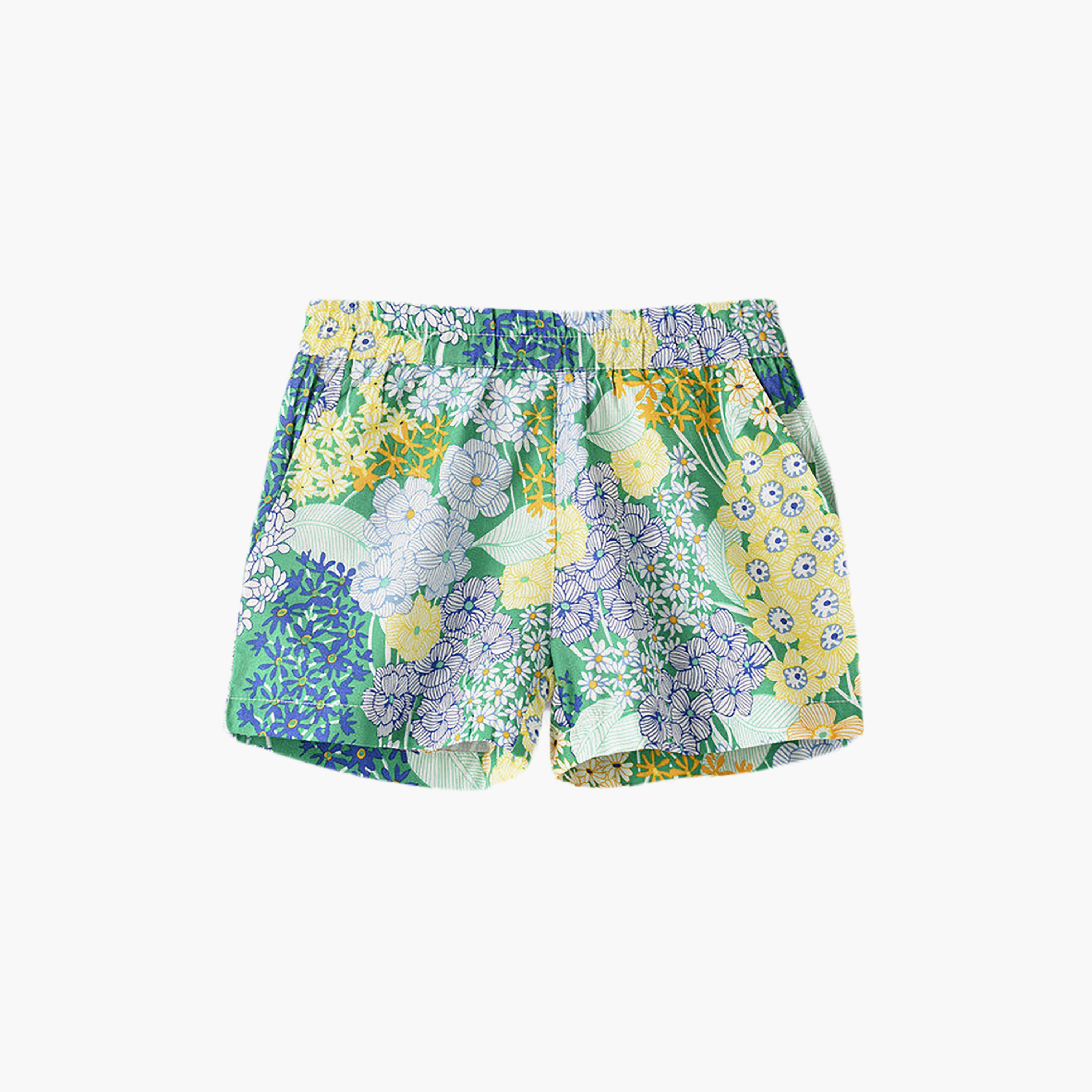 UniqKidz Cotton Floral Printed Elasticated Woven Shorts-girls-clothing-bottoms-shorts-image-1