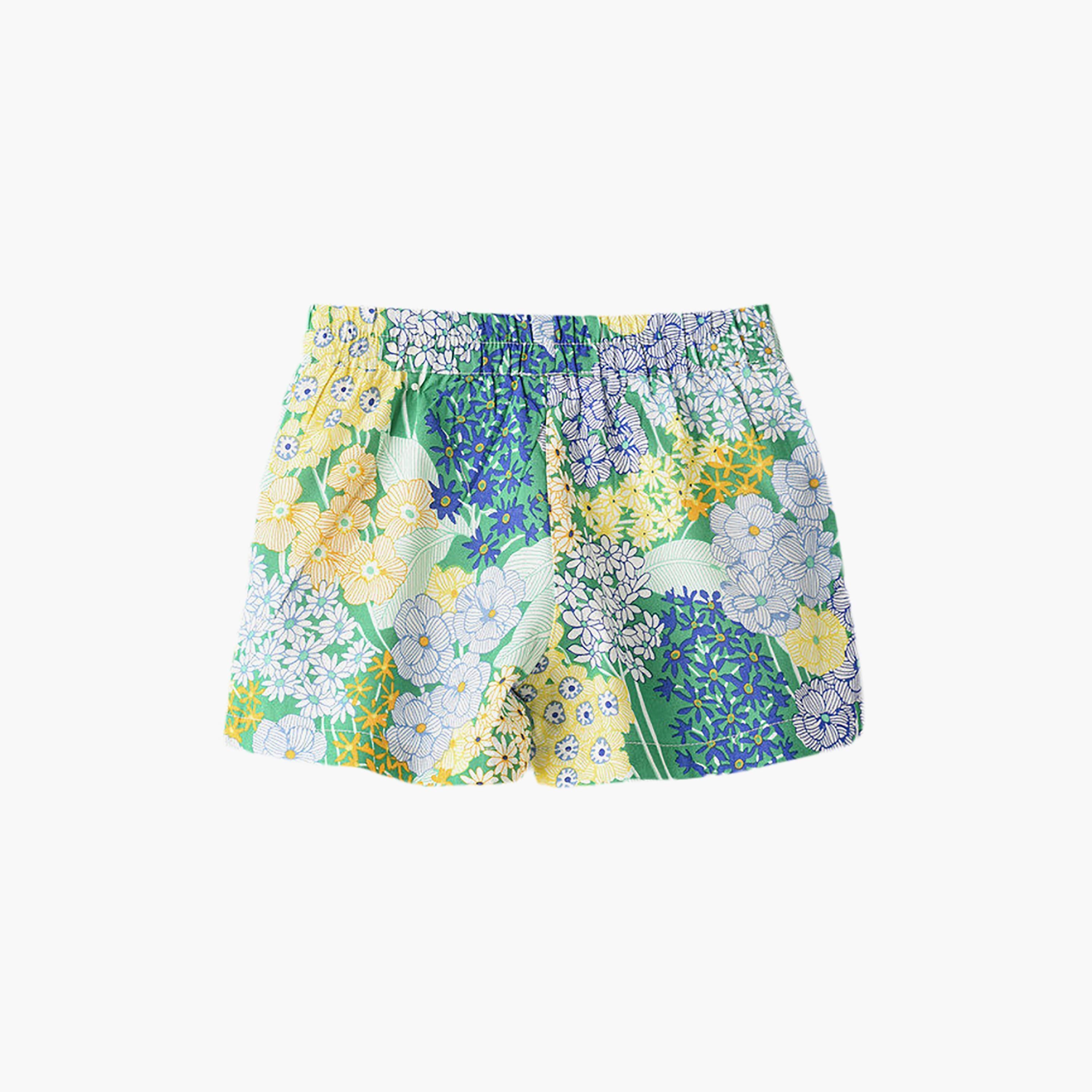UniqKidz Cotton Floral Printed Elasticated Woven Shorts-girls-clothing-bottoms-shorts-image-2