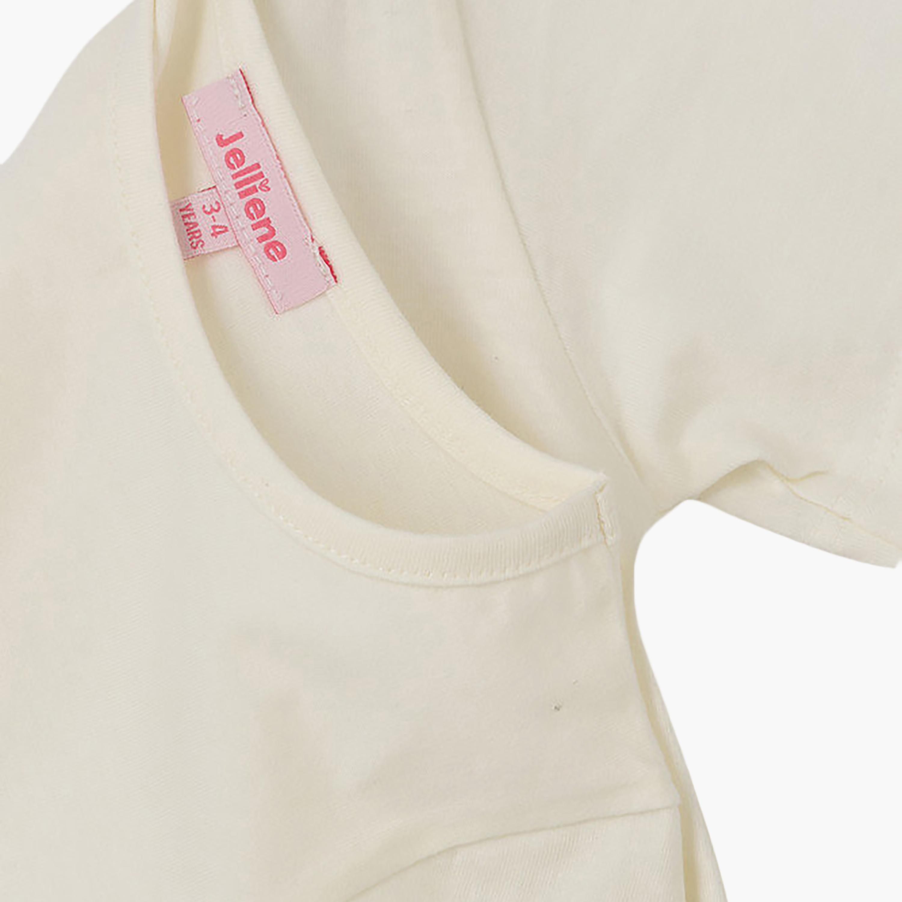 UniqKidz Cotton Short Sleeves Choose Happiness Embroidered T-Shirt-girls-clothing-tshirts-image-3