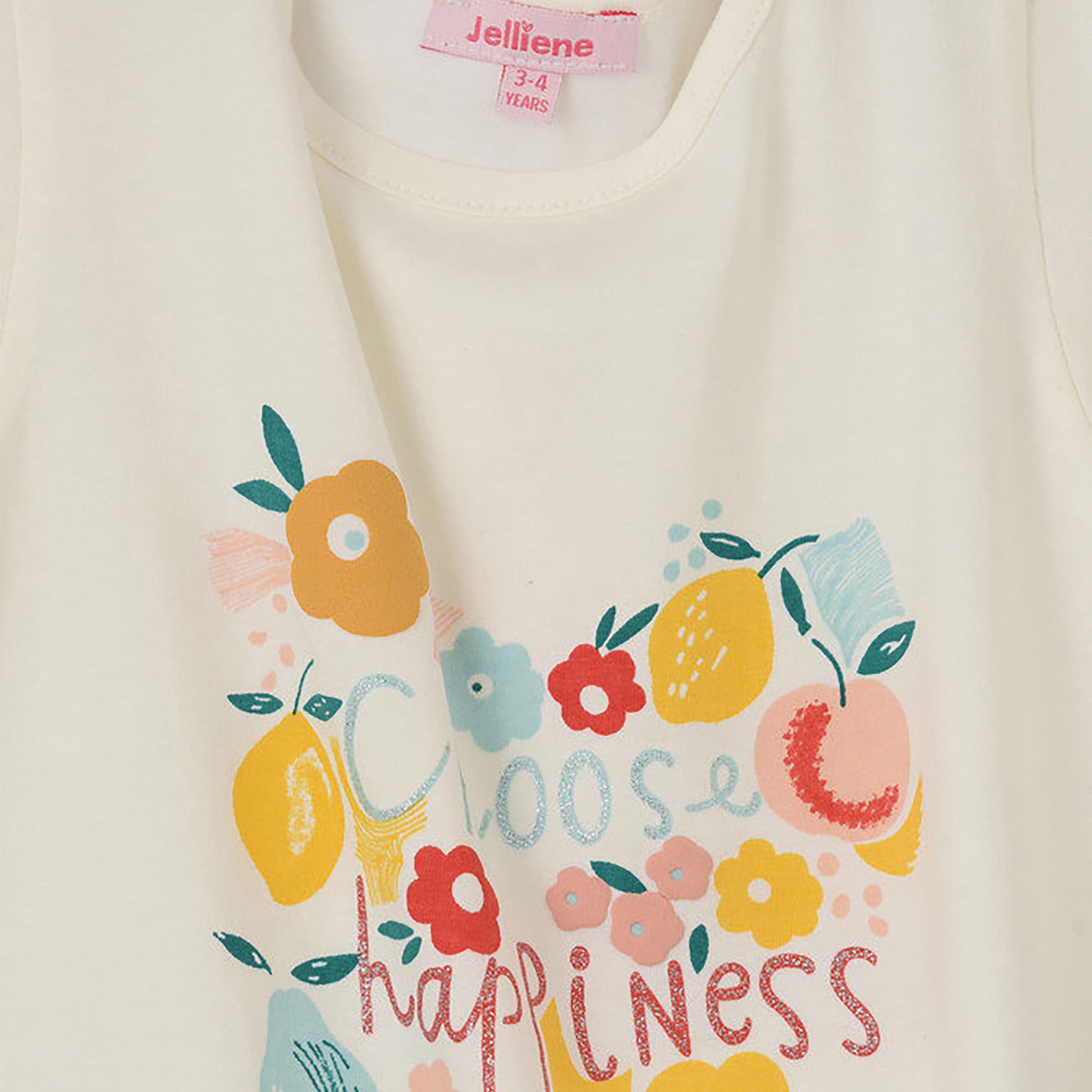UniqKidz Cotton Short Sleeves Choose Happiness Embroidered T-Shirt-girls-clothing-tshirts-image-4