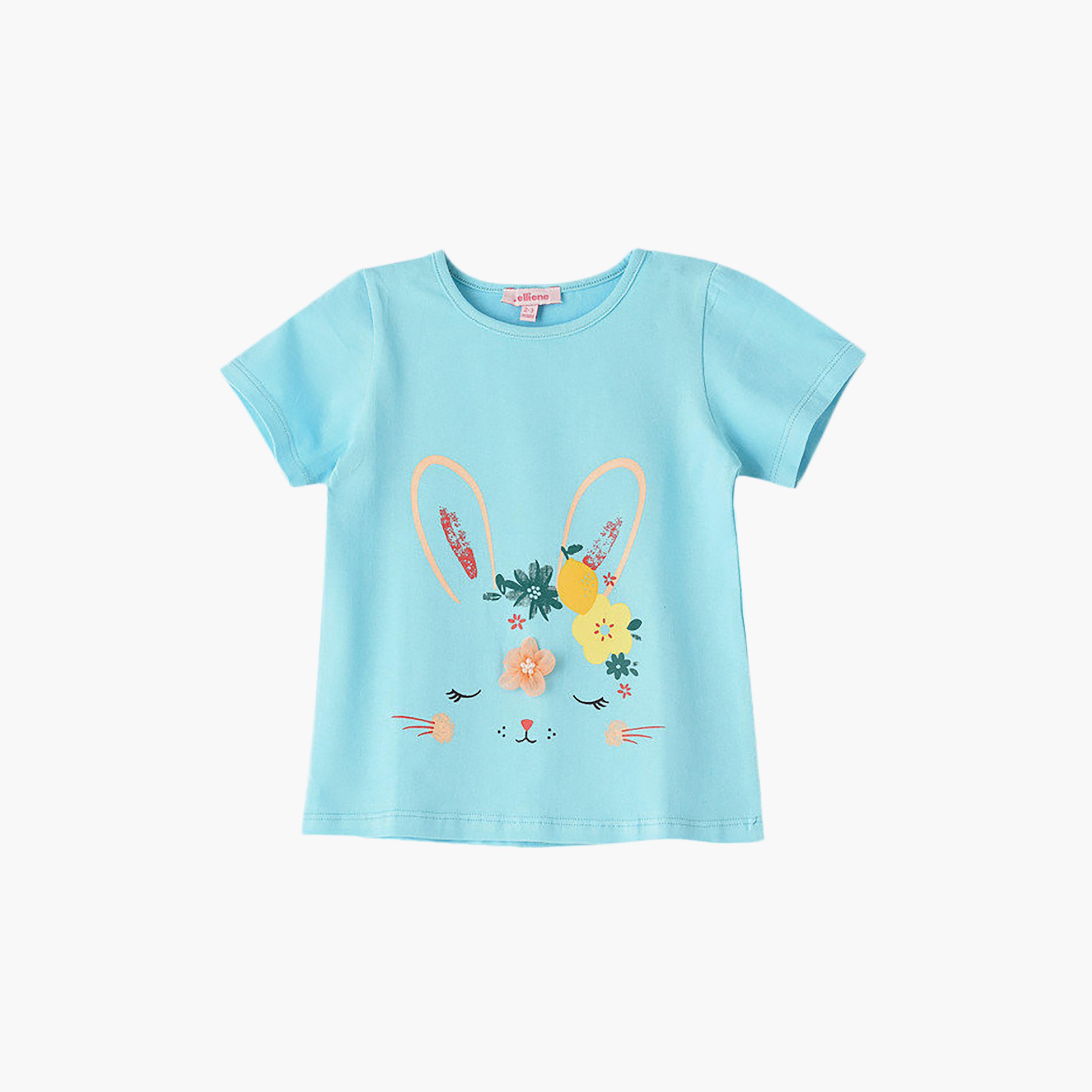 UniqKidz Cotton Short Sleeves Embroidered T-Shirt-girls-clothing-tshirts-image-1
