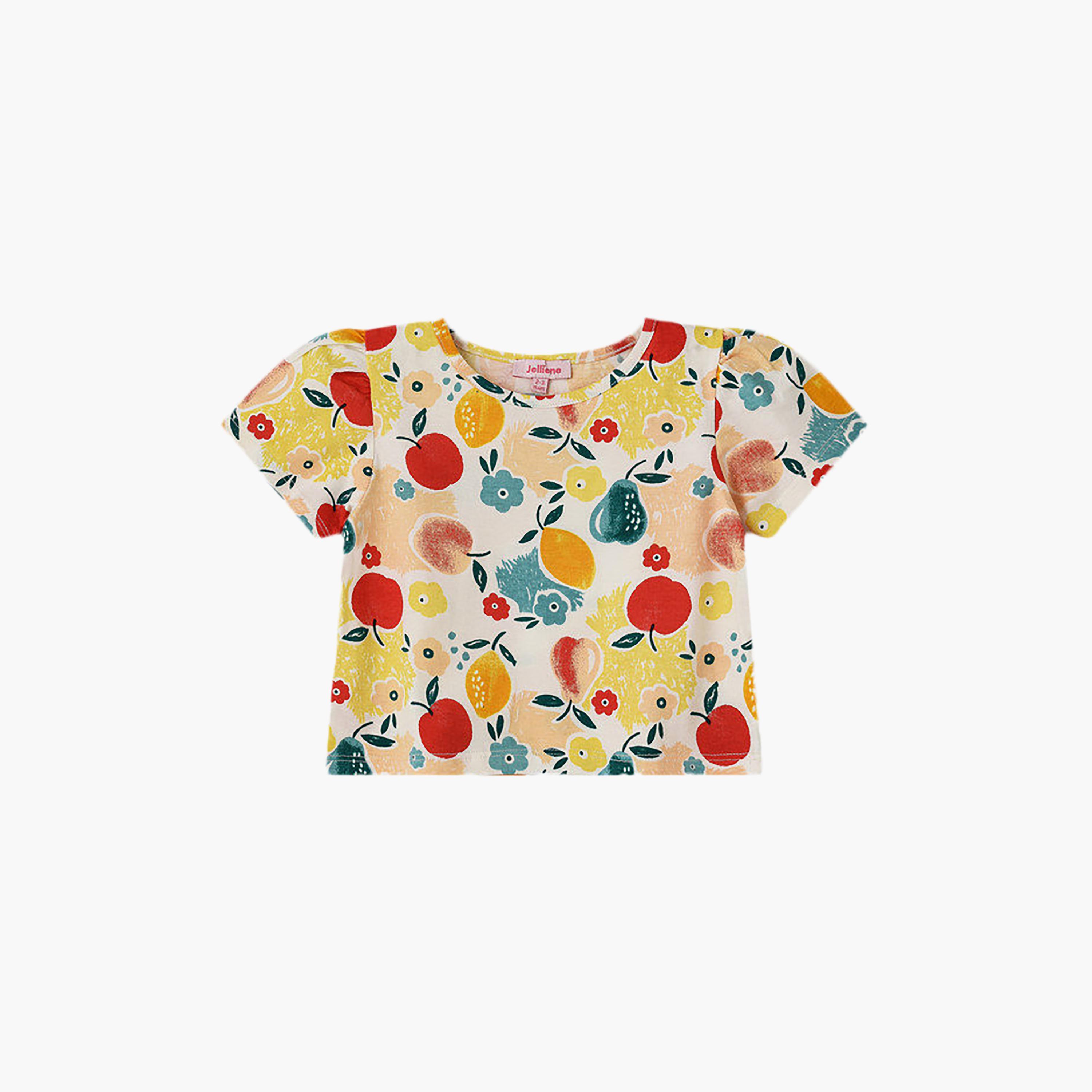 UniqKidz Cotton Short Sleeves Flower Printed T- Shirt-girls-clothing-tshirts-image-1